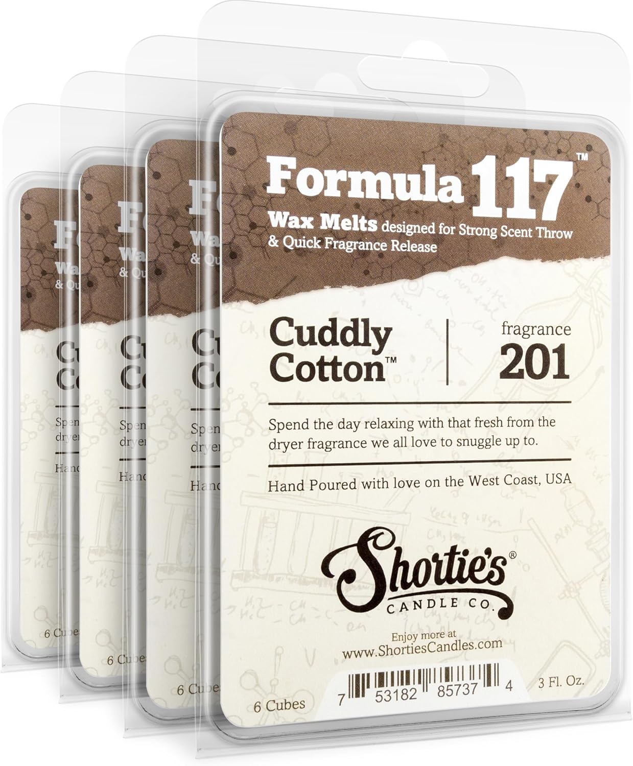 Shortie's Candle Company Iced Mint Lavender Premium Wax Melts 4 Pack - 12 Oz., Strong & Long Lasting, Non-Toxic - Made with Essential & Natural Oils - Formula 117