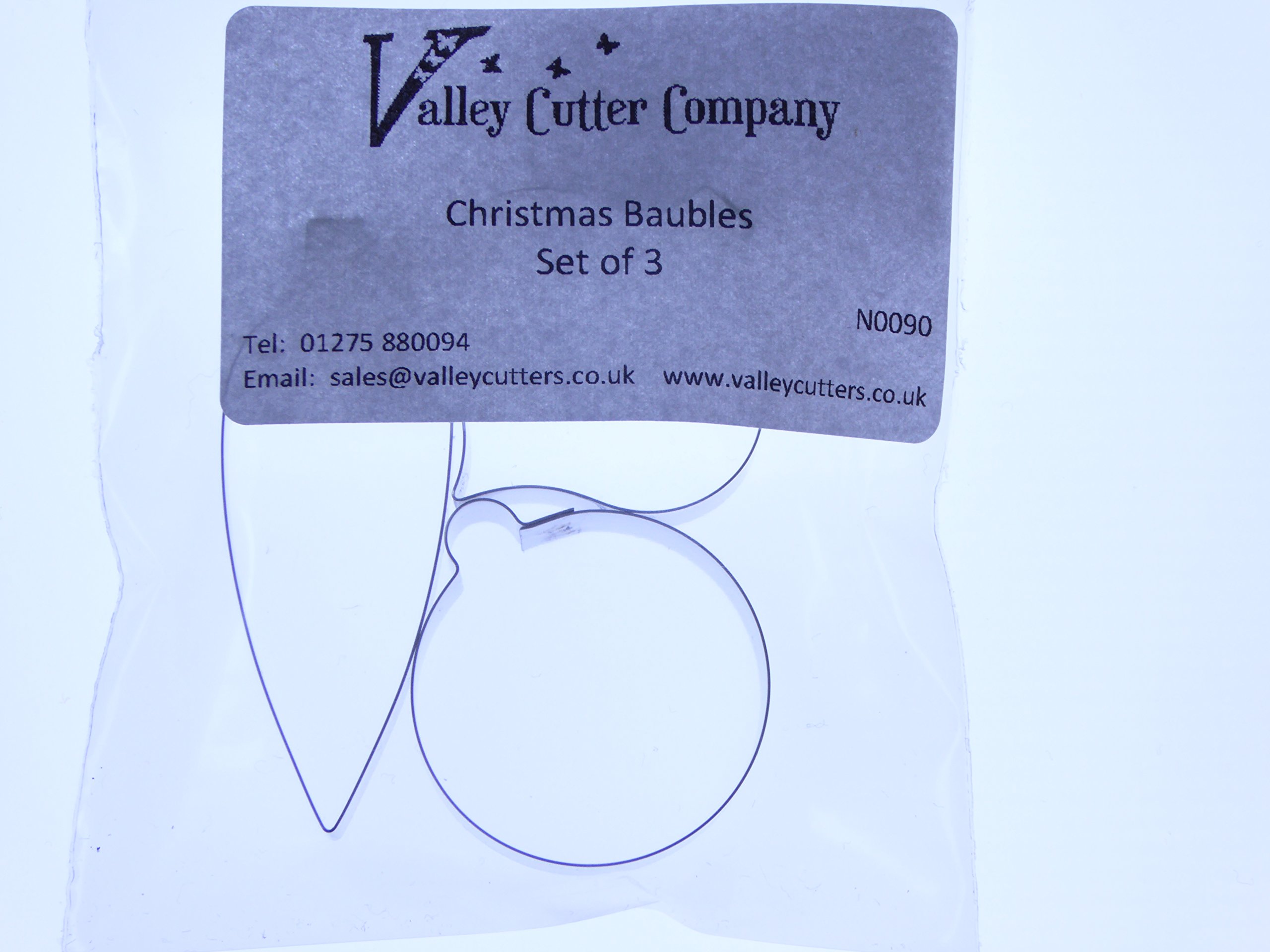 Christmas Bauble Set of 3 - Stainless Steel Sugarcraft Cutters 33x30mm, 32x33mm and 50x19mm - Valley Cutter Company - Image 4