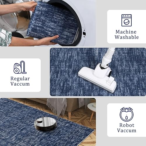 Miniatura 9 de Alfombra pequeña y contemporánea, moderna, sólida, para interiores, lavable a máquina, antideslizante, de pelo bajo, para sala de estar, dormitorio,