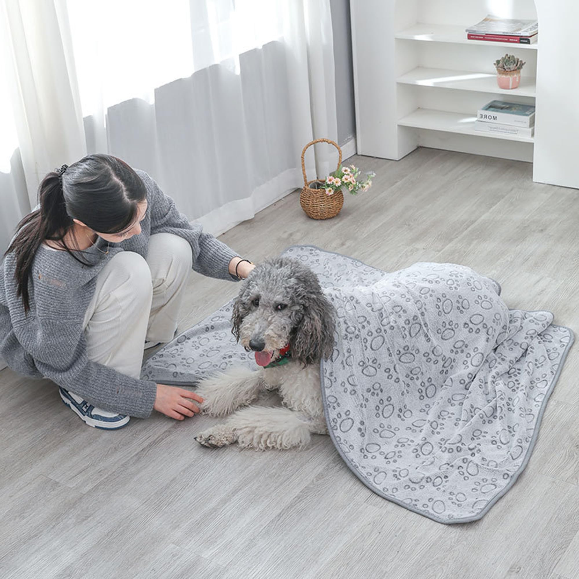 Confezione da 2 coperte per animali domestici di grandi dimensioni, con stampa di zampe, morbida coperta calmante per cani e gatti, calda coperta per dormire, divano, letto, divano (200 x 160