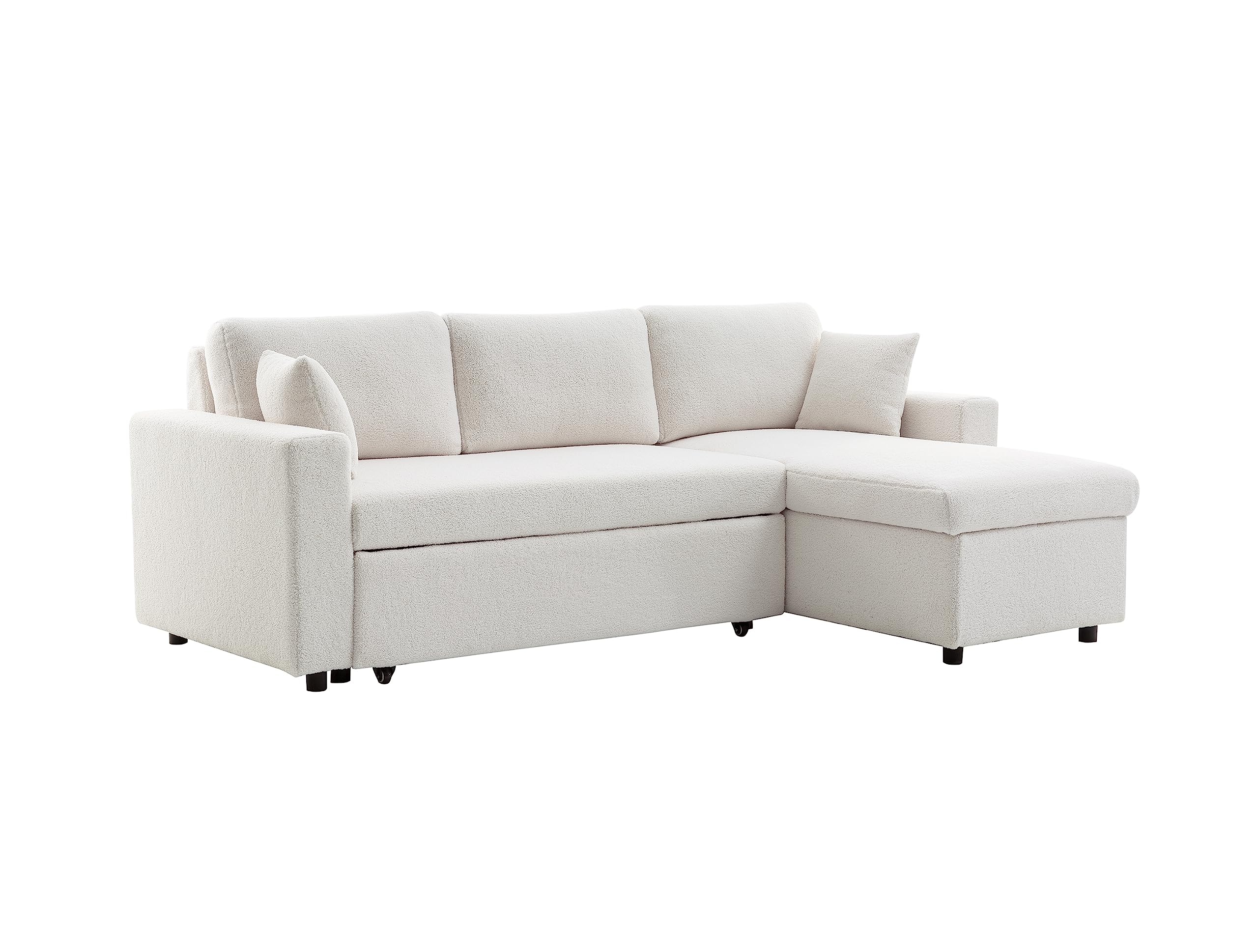 LOUNGITUDE - Canapé d'angle réversible Convertible en Tissu bouclettes avec Coffre - 3 Places