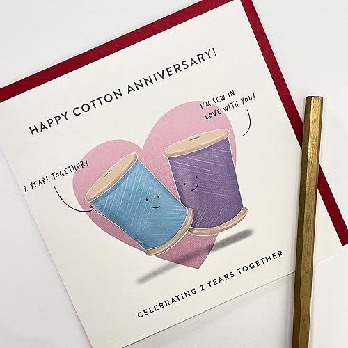 Miniatura 3 de Old English Co. Tarjeta de aniversario de boda para marido y esposa, bonita tarjeta de felicitación de aniversario de algodón, humor de broma,