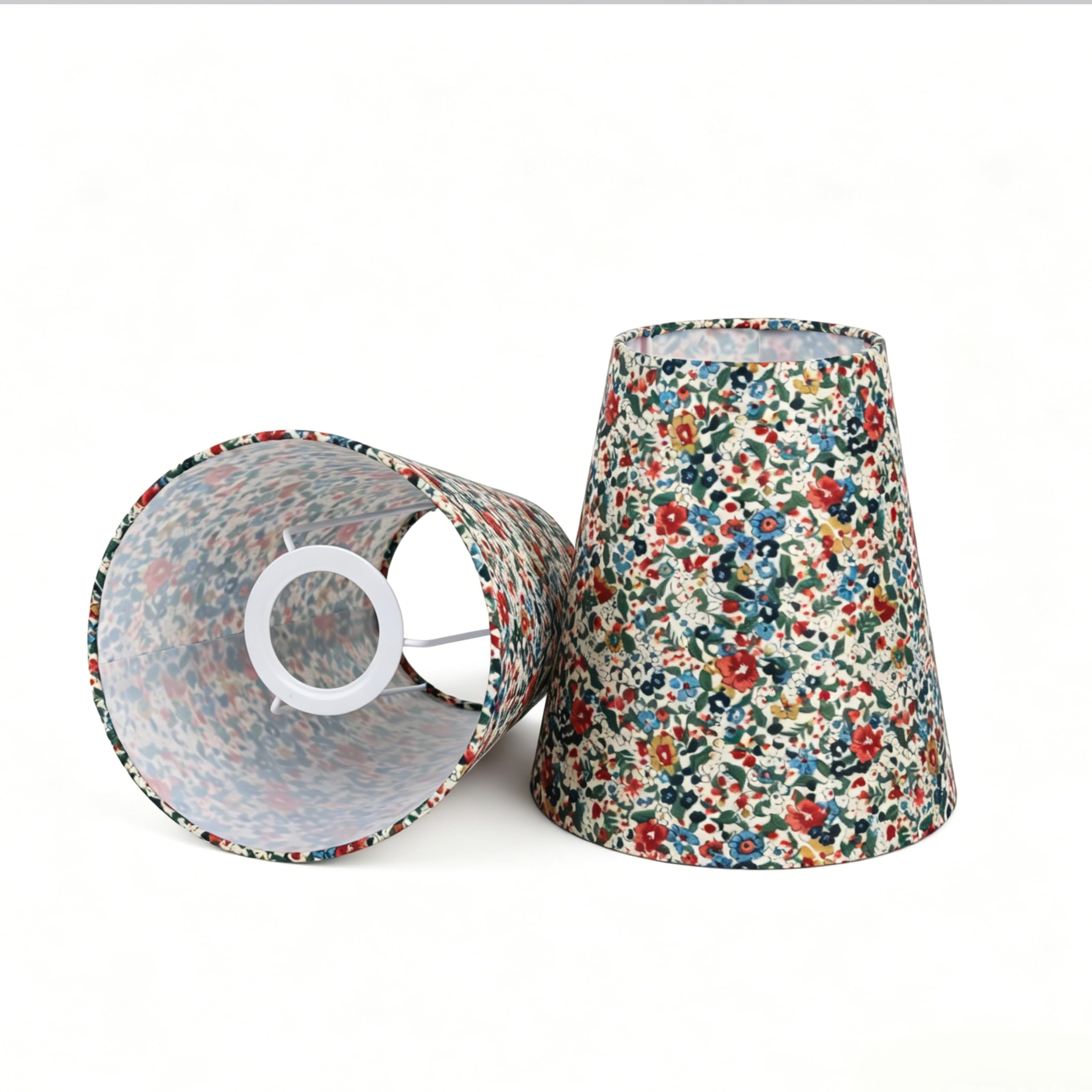 2 Packs Country Floral Lamp Shade, 9X15.5X17CM Decorative Lampshade for E26/E27 Base Table Lamps and Wall Lamps, Eye-Care Soft Lighting Accesories for Bedroom Living Room Office (Green)