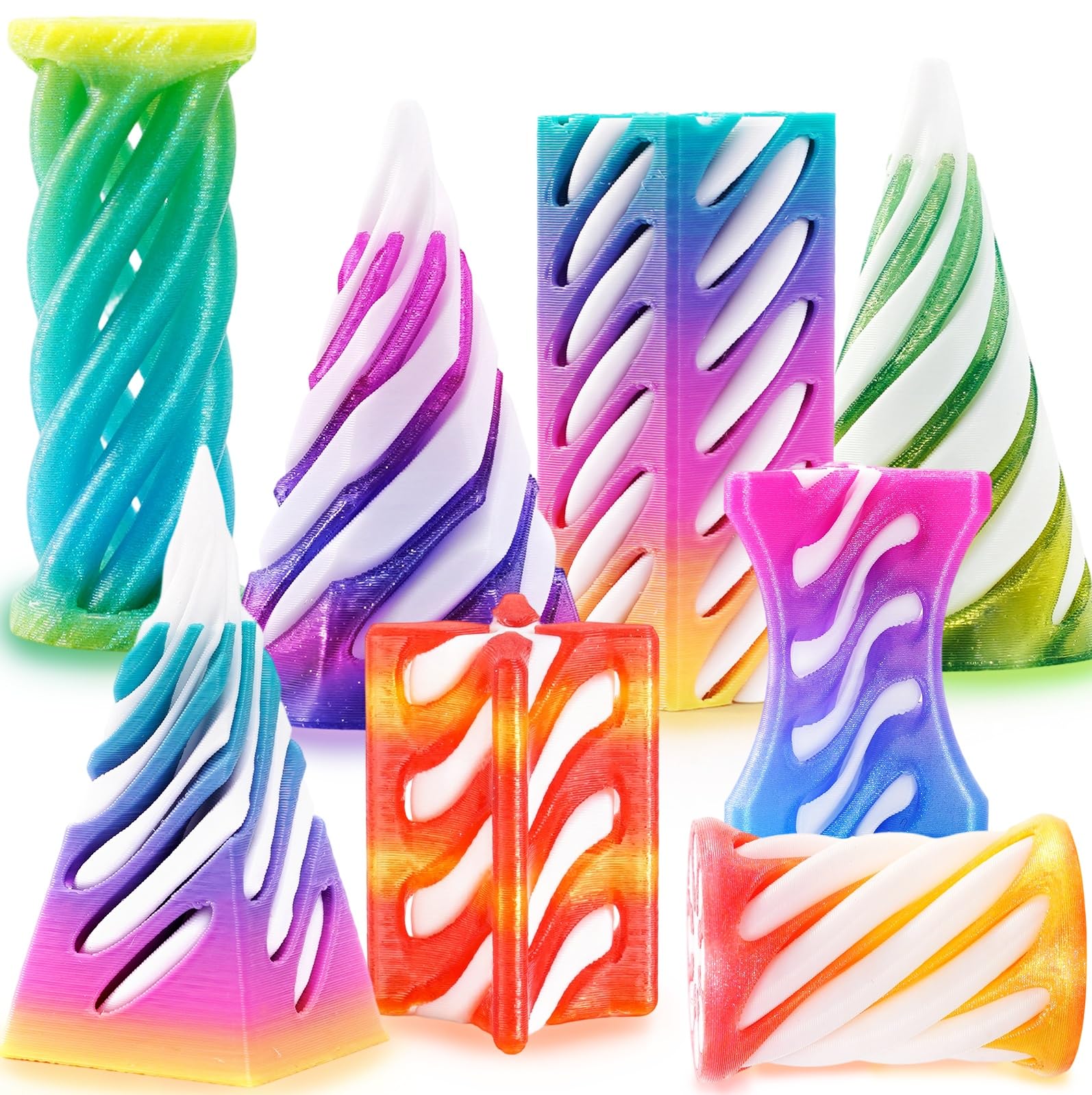 Chennyfun 8 Piece Spiral Cone Fidget Toy,Impossible Cone,Pyramid Fidget Toy