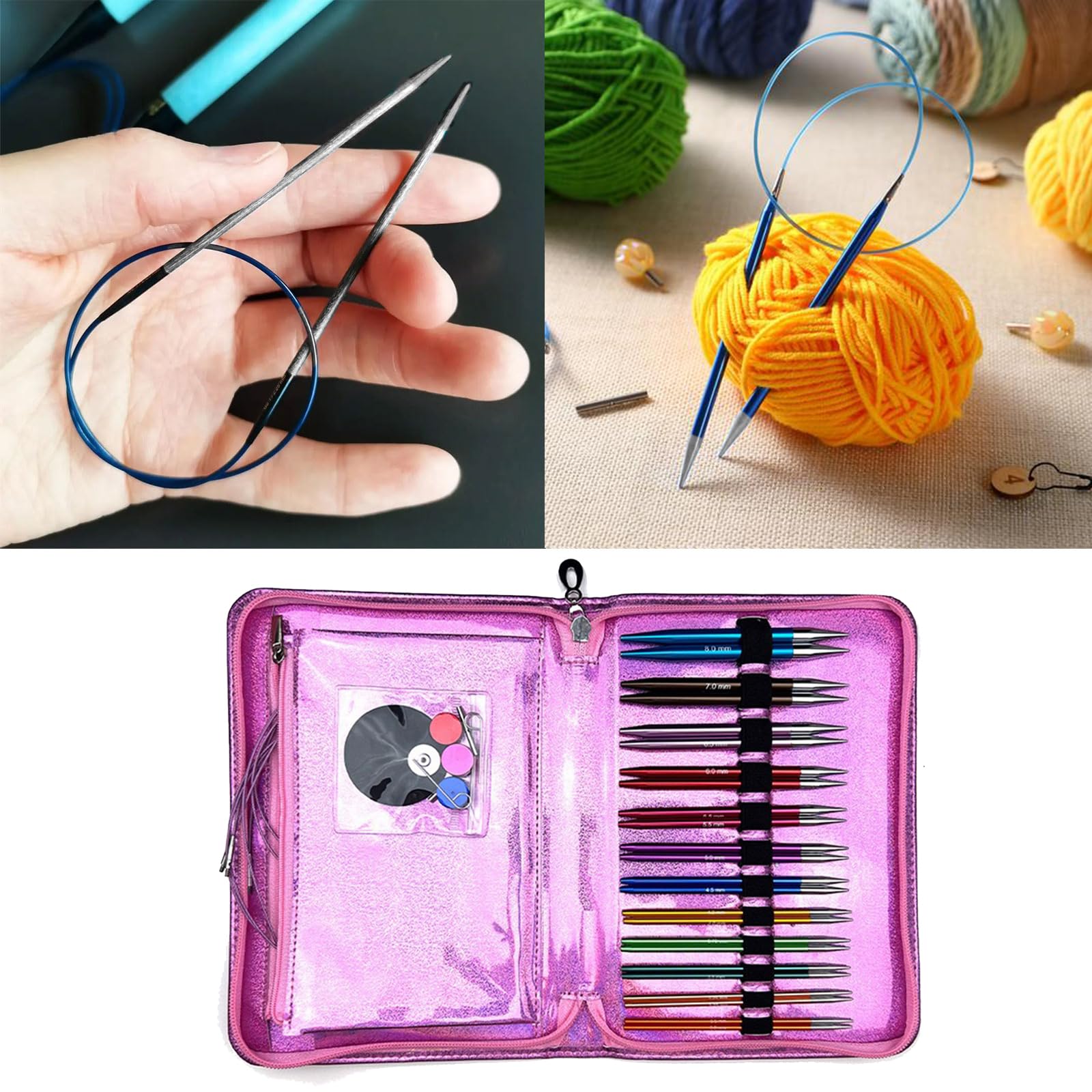 Rundstricknadel Set mit Etui und Zubehör