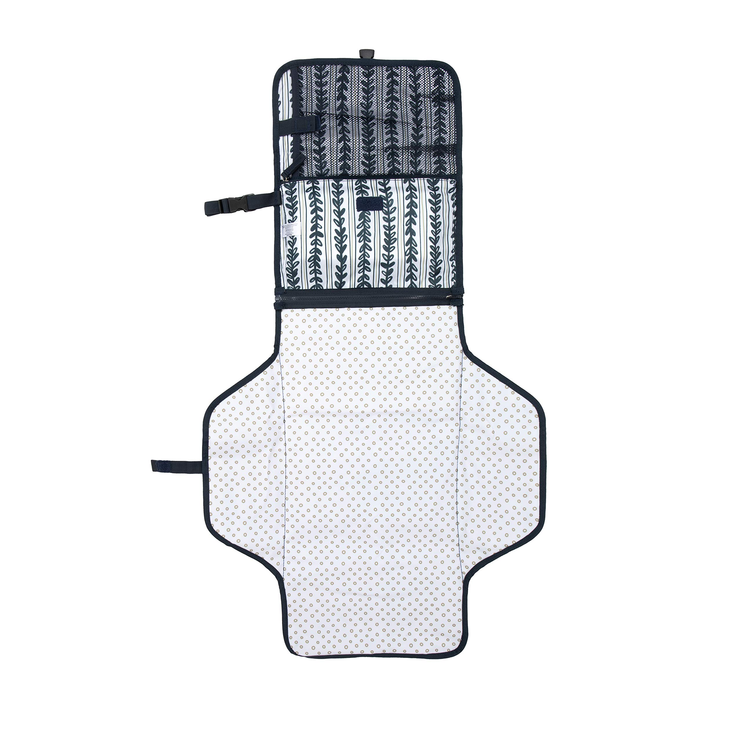 Nuby Matelas à langer portable pour bébé - Facile à nettoyer - Avec oreiller intégré - Imprimé à rayures