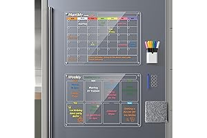 Family Refrigerator Calendar - Magnetic Acrylic Monthly & Weekly Planner