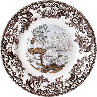 Spode Woodland Snowshoe Rabbit 10.5" Fine Earthenware Dinner Plate – Festive Holiday Tableware with Winter Wildlife, Dishwasher & Microwave Safe, English Dinnerware for Seasonal Collecting & Dining