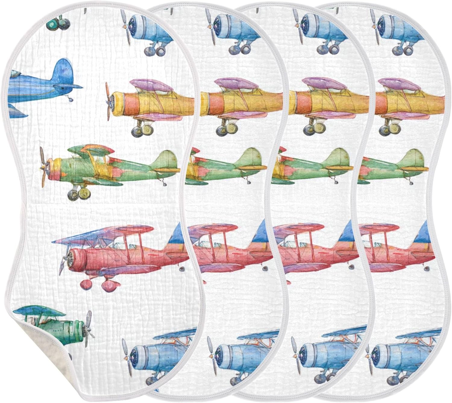Vintage Planes Cartoon Burp Cloths Baby Boys Girls Absorbent Soft Cotton Burping Cloths Rags 4 Pack