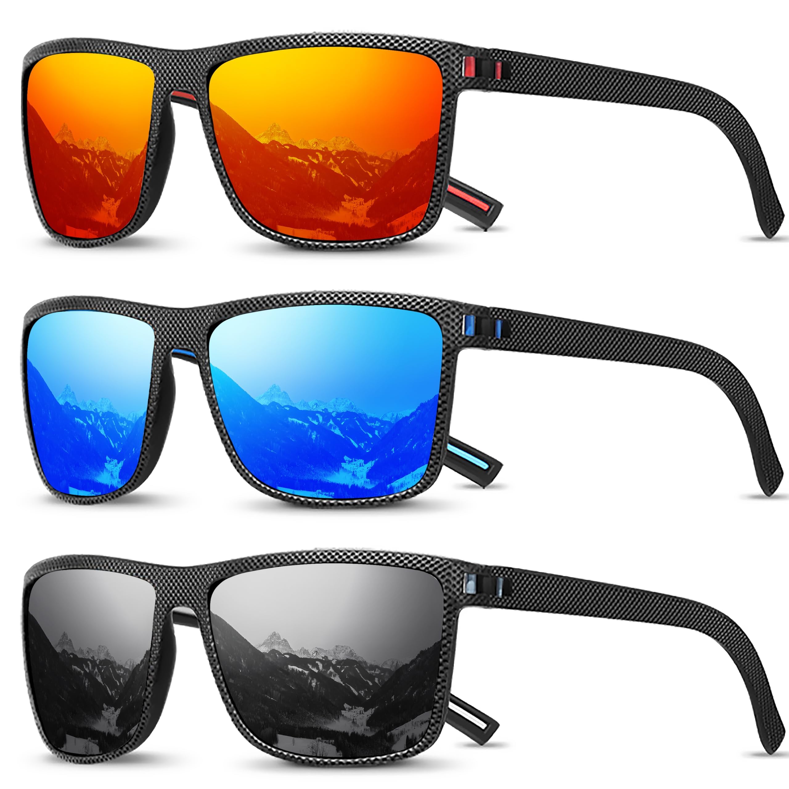 DUPELEC Gafas de Sol Polarizadas, 3 Pares Lentes de Sol para Hombre Mujer, Gafas sol UV400 Protección, gafas de sol ligeras retro, gafas de sol hombre deportivas para Conducir Ciclismo Pesca Correr Golf