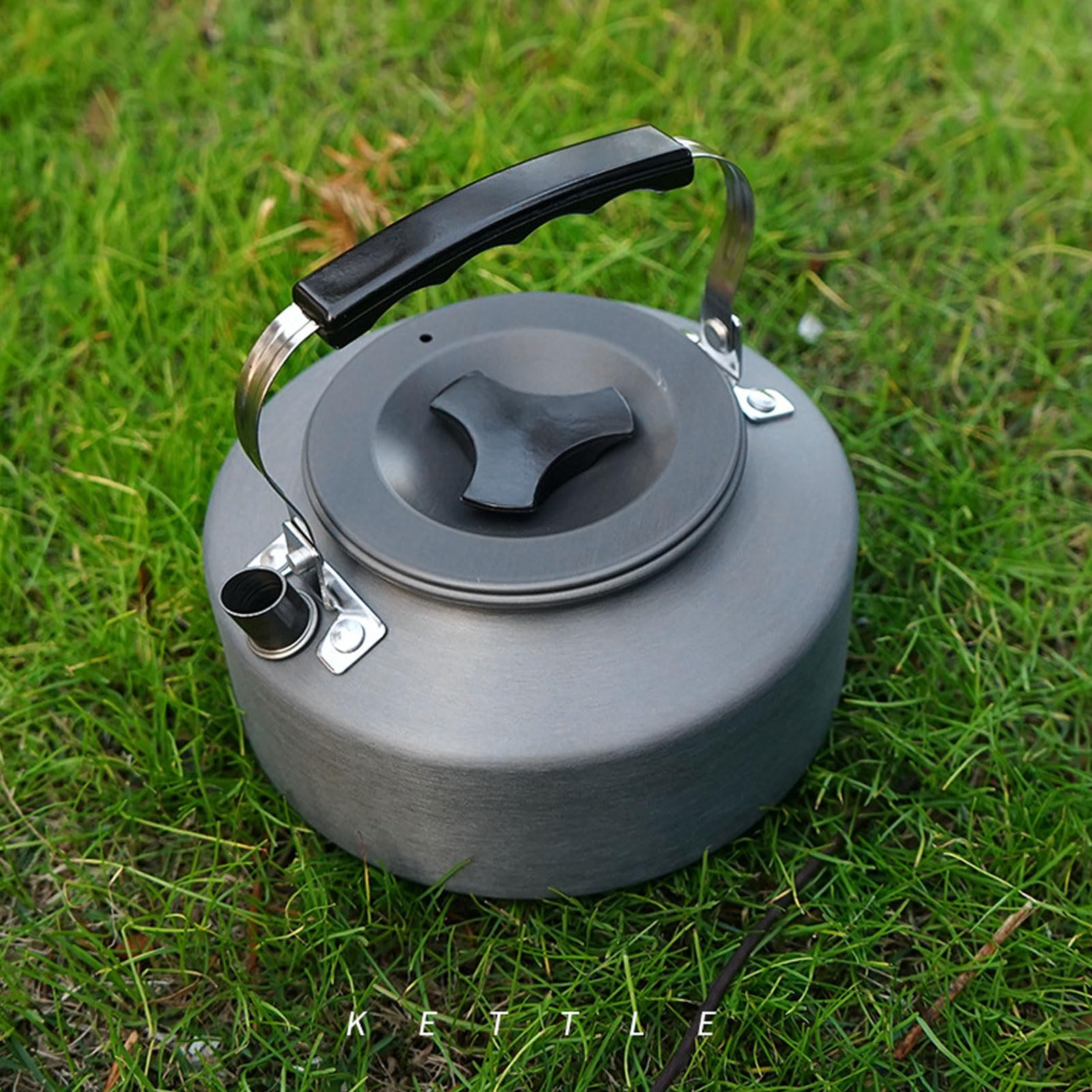 Niiyen Camping Kettle for Boiling Water Aluminum Alloy Tea Pot Portable Open Fire Coffee Maker with Storage Bag for Outdoor Cooking Backpacking 38.7oz