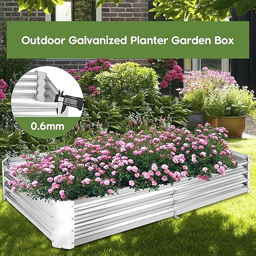 Miniatura 4 de GCCSJ Cama de jardín elevada galvanizada con invernadero, cama de flores de fondo abierto de 6 x 3 x 3 pies con cubierta de malla, kit de caja de