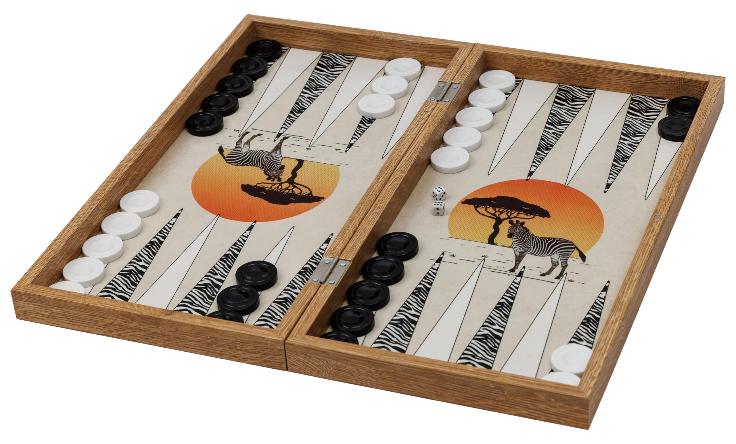 Zebra Illusions Design Backgammon Gioco da tavolo 48 centimetri in legno con pietre da gioco in acrilico amici e adulti