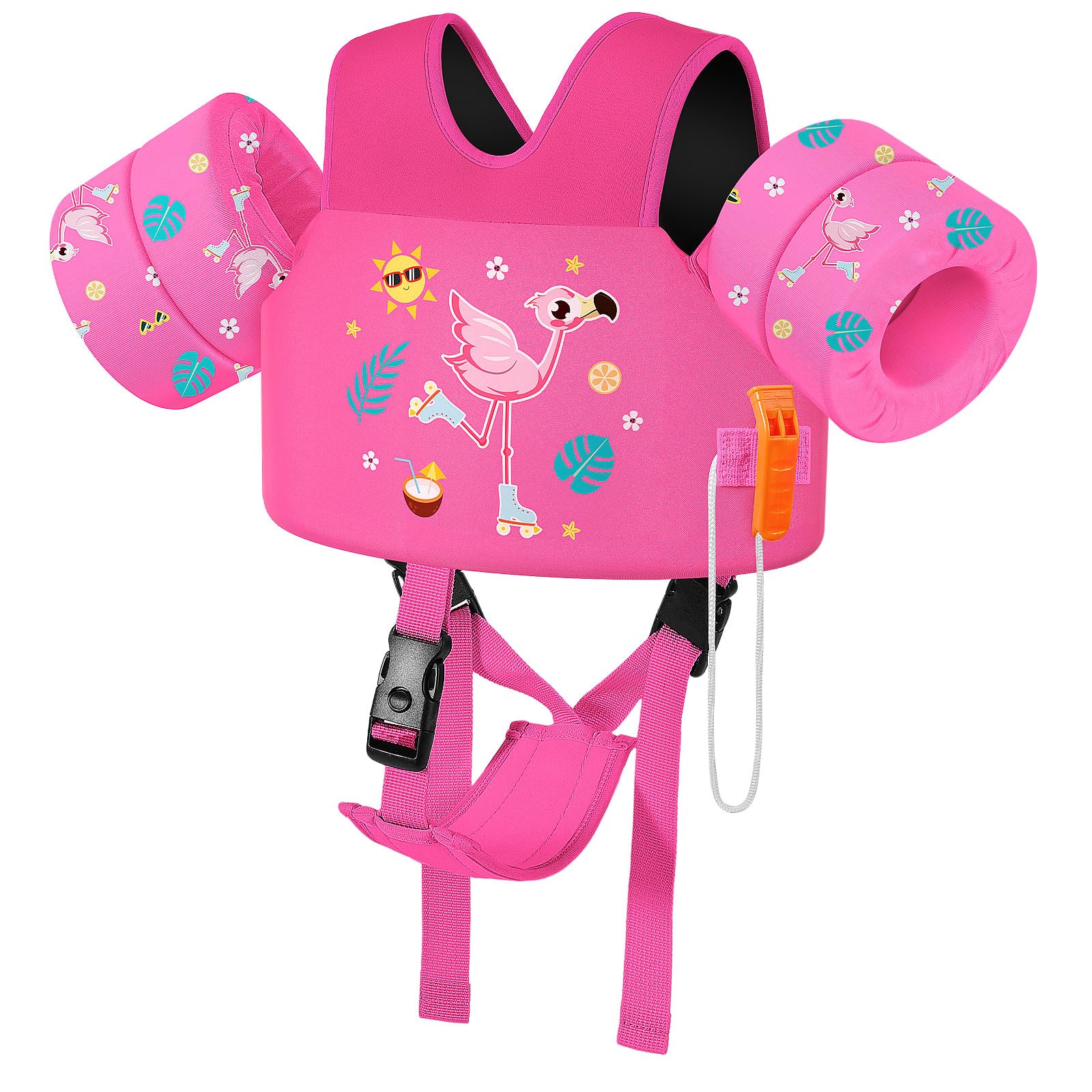 MoKo Toddler Swim Vest for 15-30-50-66 pounds, Boys Girls Swim Puddle Arm Floaties Cartoon Swimming Water Wings with Crotch Strap, Pool Floats Jacket