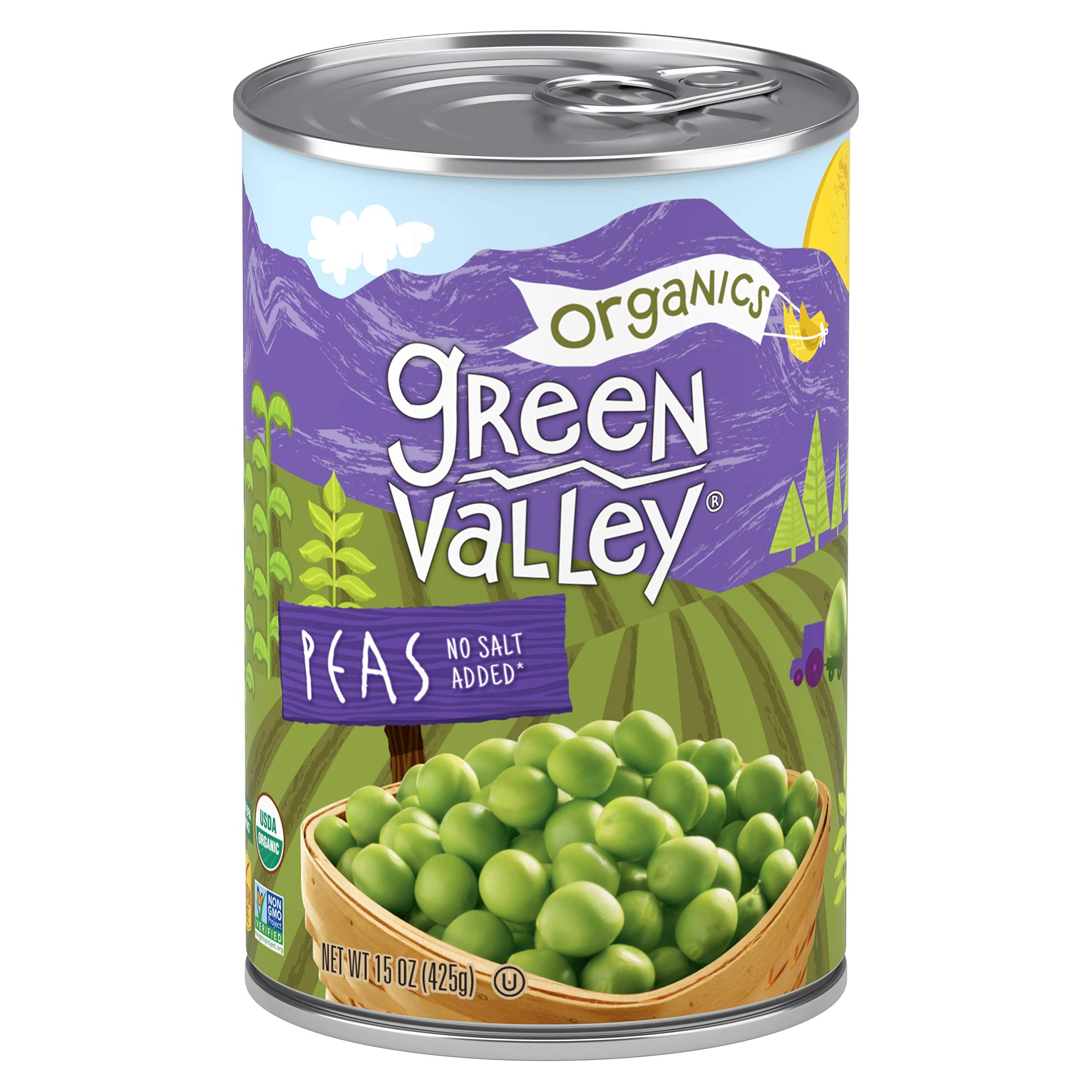 Organics Peas | Certified Organic | Non-GMO Project Verified | Deliciously Succulent | 15 ounce can (Pack of 12)