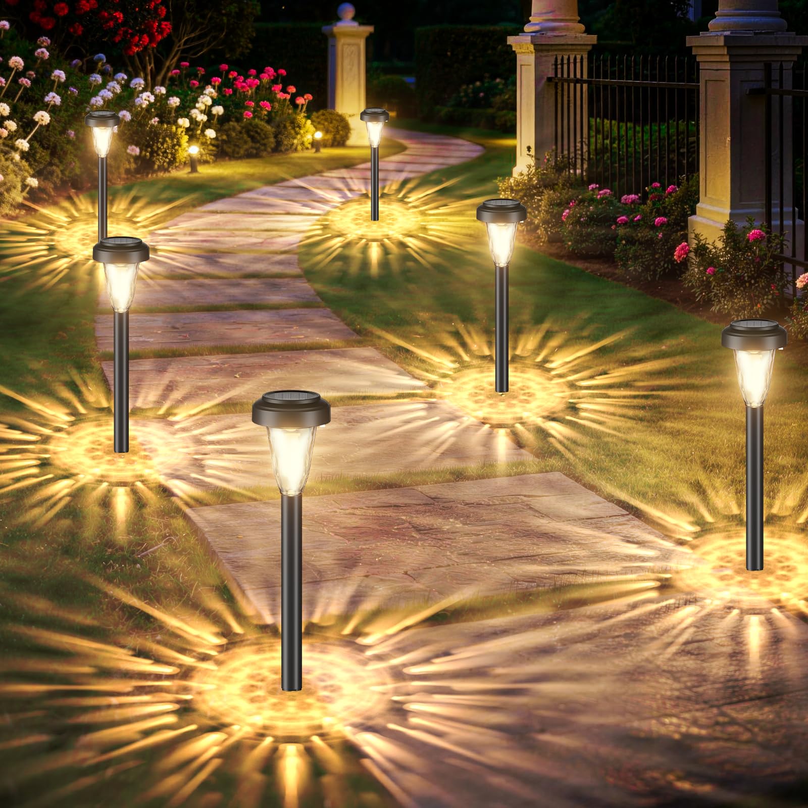 FIFlying Solar Lights for Outdoor Garden, Pack of 6 Warm White LED Solar Lights, Garden Decorative Lighting, IP65 Waterproof Solar Lamp for Garden, Outdoor, Patio, Lawn, Yard, Paths - 3000 K-image-22