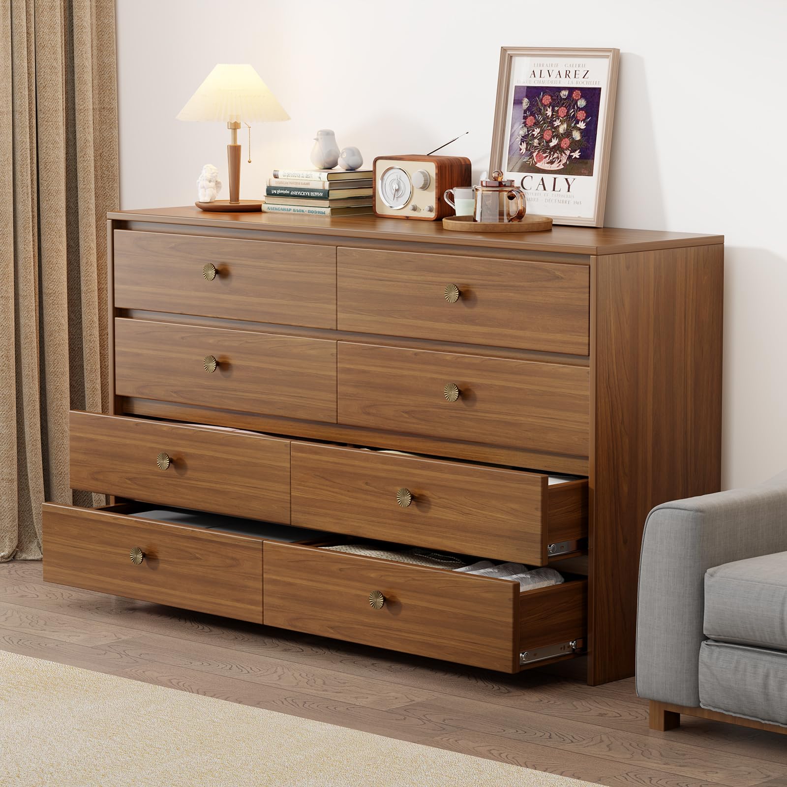 homdiy 10 Pack Dresser Knobs Antique Brass Cabinet Knobs Antique Brass Drawer Knobs, Solid Zinc Alloy Vintage Brass Knobs for Cabinet Drawer Cupboard - 3