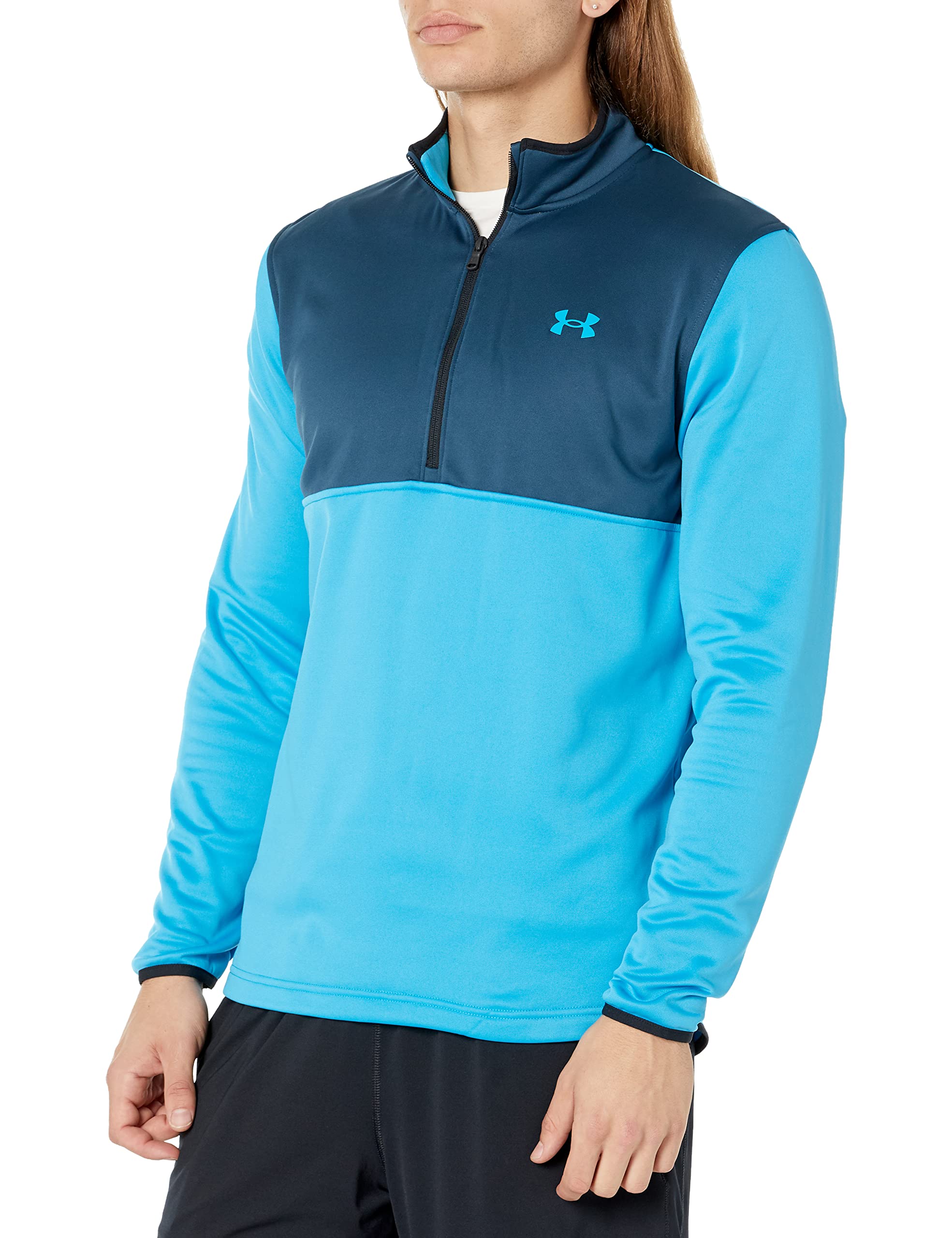 Under Armour Men's Armour Fleece Colorblock ½ Zip T-Shirt, Radar Blue (422)/Radar Blue, Medium