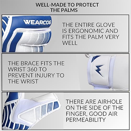 Miniatura 6 de Guantes de portero de fútbol para niños y hombres  Guantes de portero de fútbol con doble protección para la muñeca y palmas de agarre fuerte