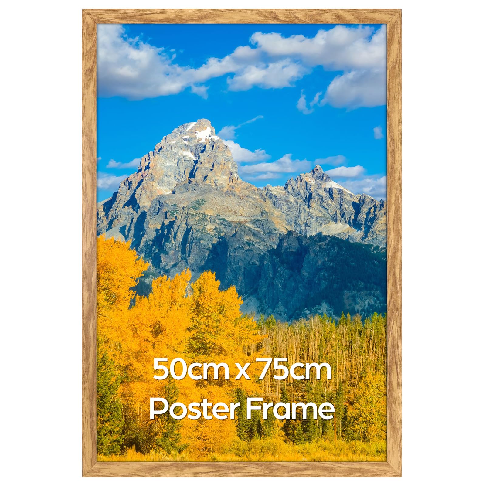 Cornice 50x75 in MDF, Portafoto da Parete, Perfetto per Casa Ufficio, Cornice di Colore Legno Naturale,1 Pezzo