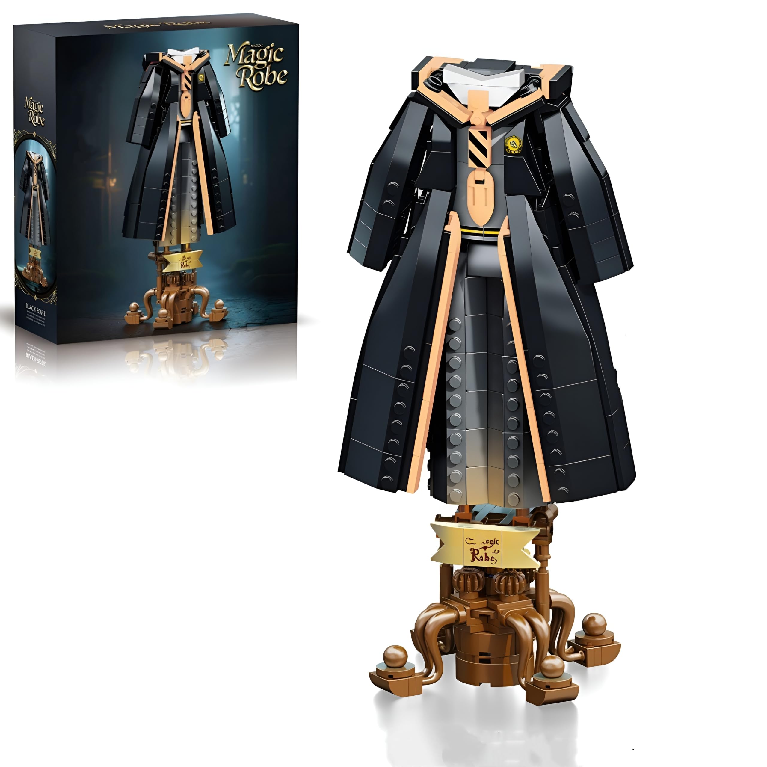 Magic Robe Building Block Set, 661 PCS Yellow Magic Wizard Robe Building Models with Base, Creative Movie Character Robes Bricks Toy, Gifts for Adults and Movie Funs