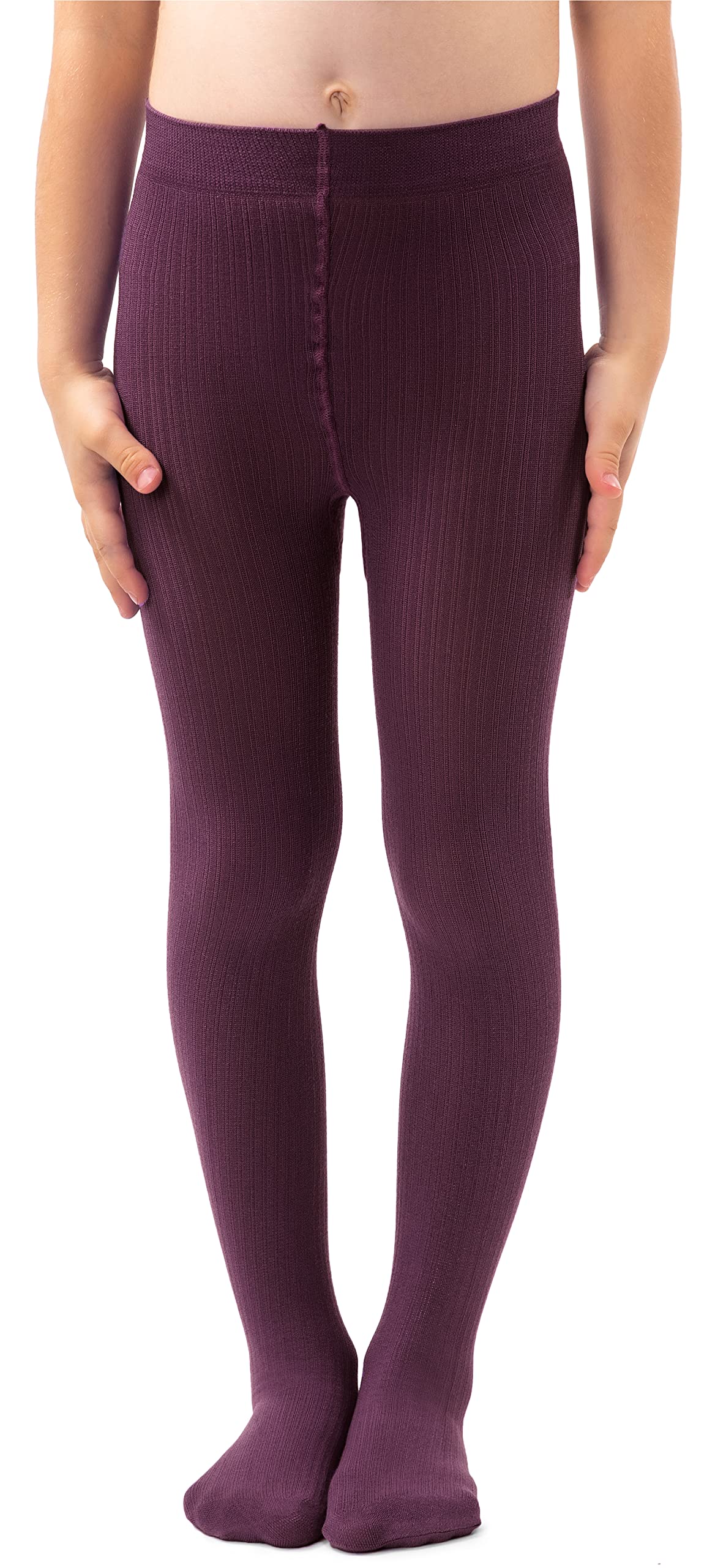 Noq Girls Prugna Plain Knit Tights Footed Warm Opaque School Kid Stockings Ballet Dance Show Nursery, 11/12 Years