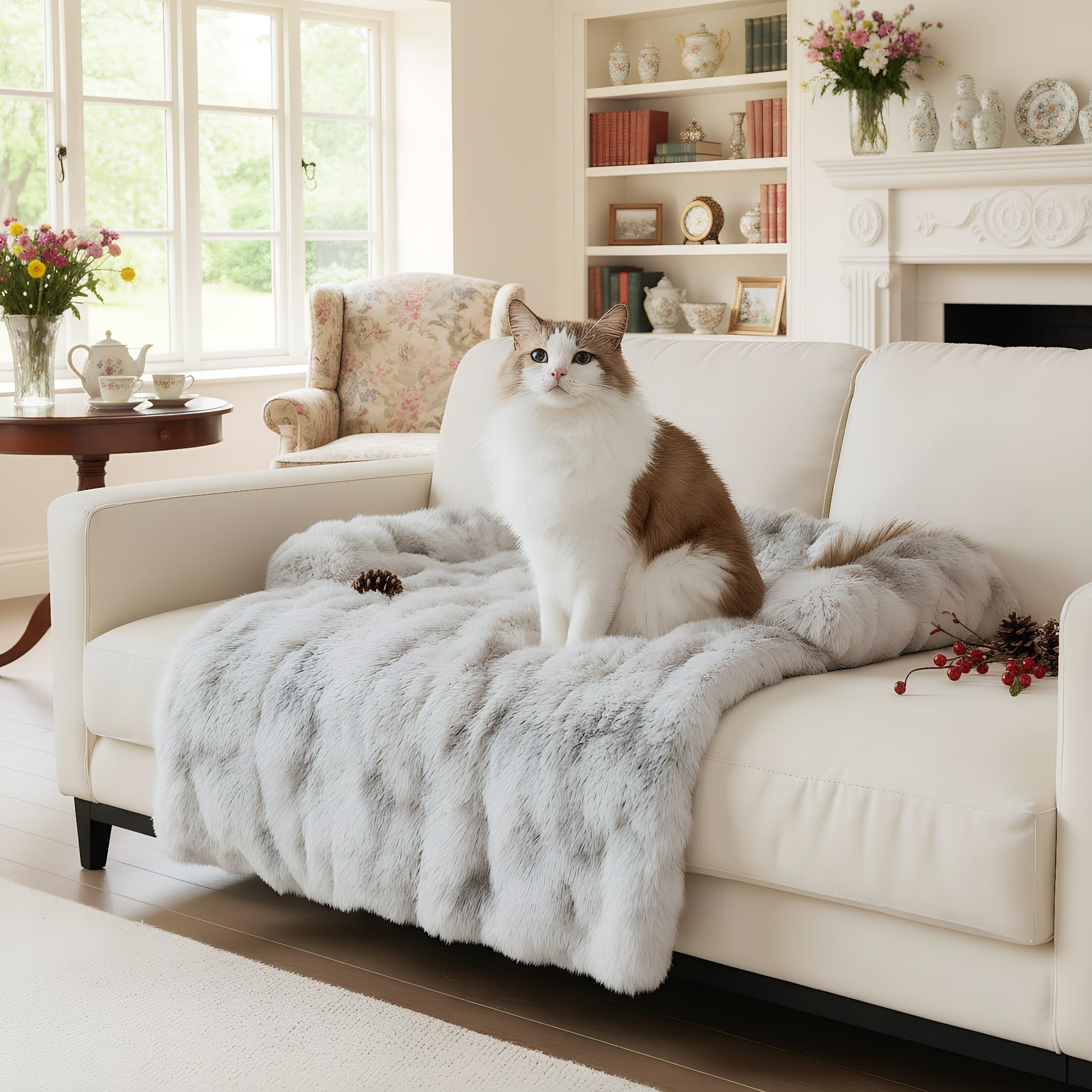 LiveGo Thick Rabbit Plush Pet Couch Cover, Washable Anti-Slip Dog Bed Mat, Fluffy Furniture Protector for Pets, Soft Durable Sofa Shield for Cats & Dogs, Cozy and Easy to Maintain — image 1