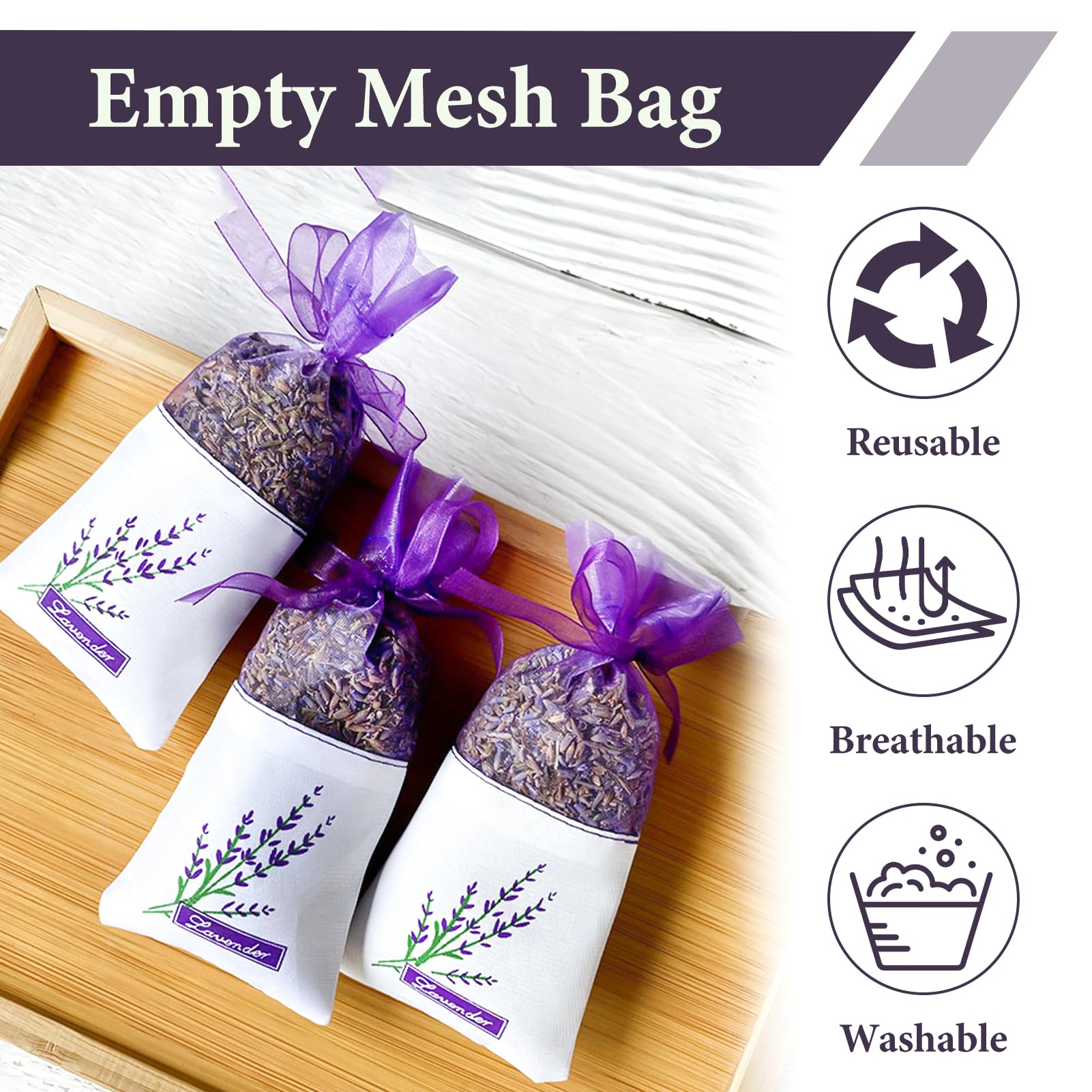 30 Pcs Lavender Bags Empty for Wardrobes Muslin Empty Sachets Bag for Potpourri Natural Fragrance Fresheners for Closet Drawers Storage Repellent Scented Pouches for Aromatic for Car Cupboard Shoes - Image 4
