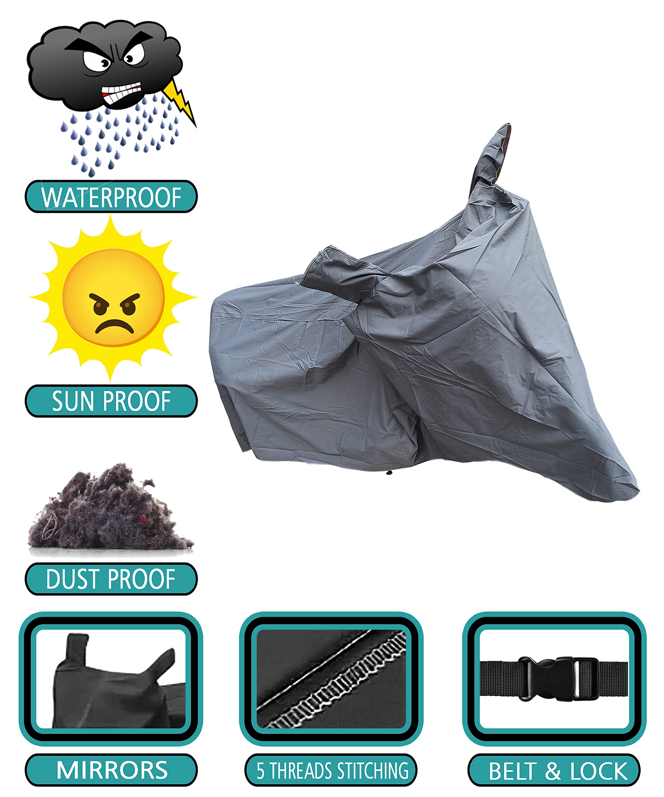 TRAUENIE™ Waterproof Bike Body Cover Compatible with BGauss C12i | Protection Against Rain, Snow, and Sun Rays | Durable & Breathable Design | 1