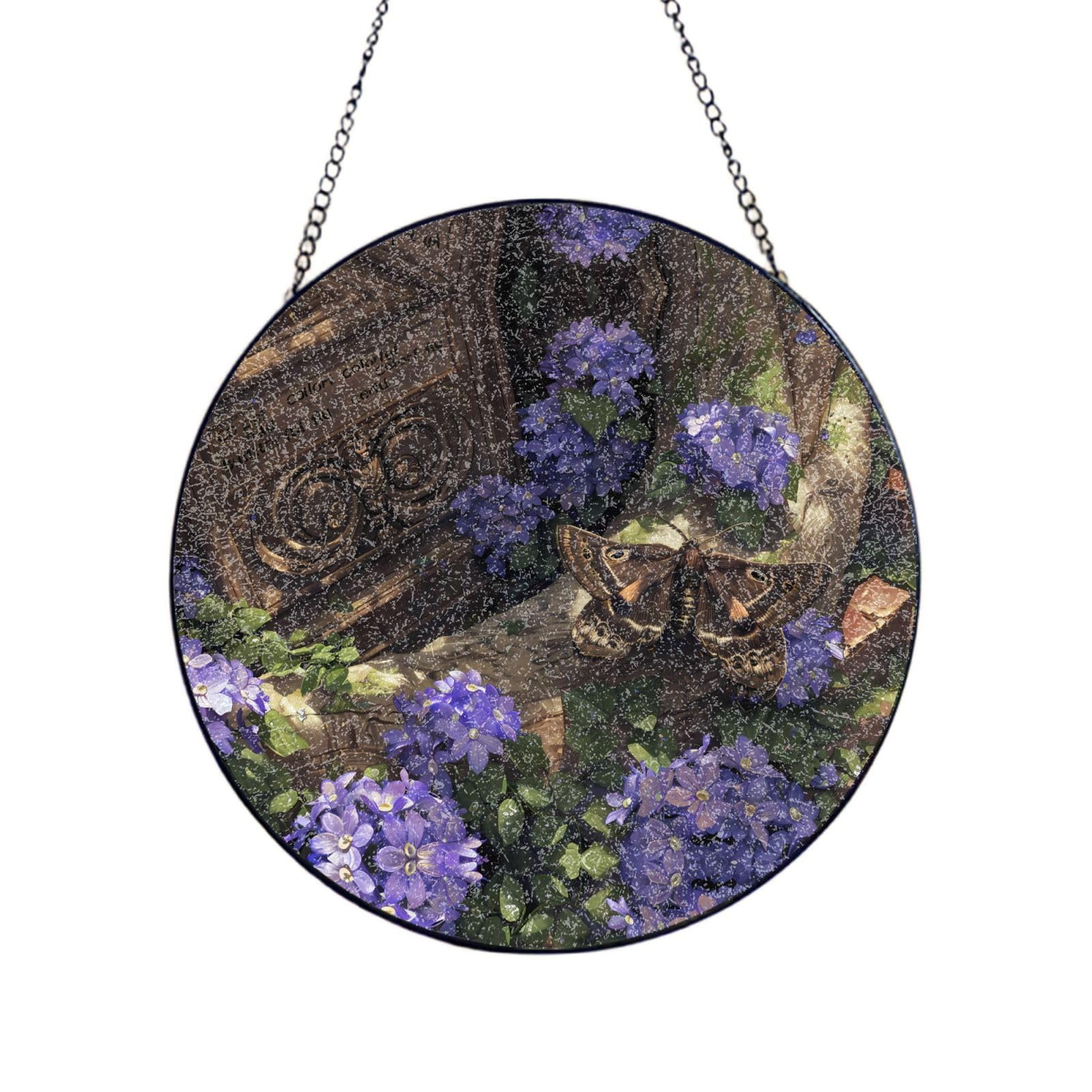 Poezjzw Stained Glass Window Hanging - Butterfly In Flower Sun Catcher For Door Garden Home Decor Christmas Mother'S Day Birthday Gifts 6in（15cm）