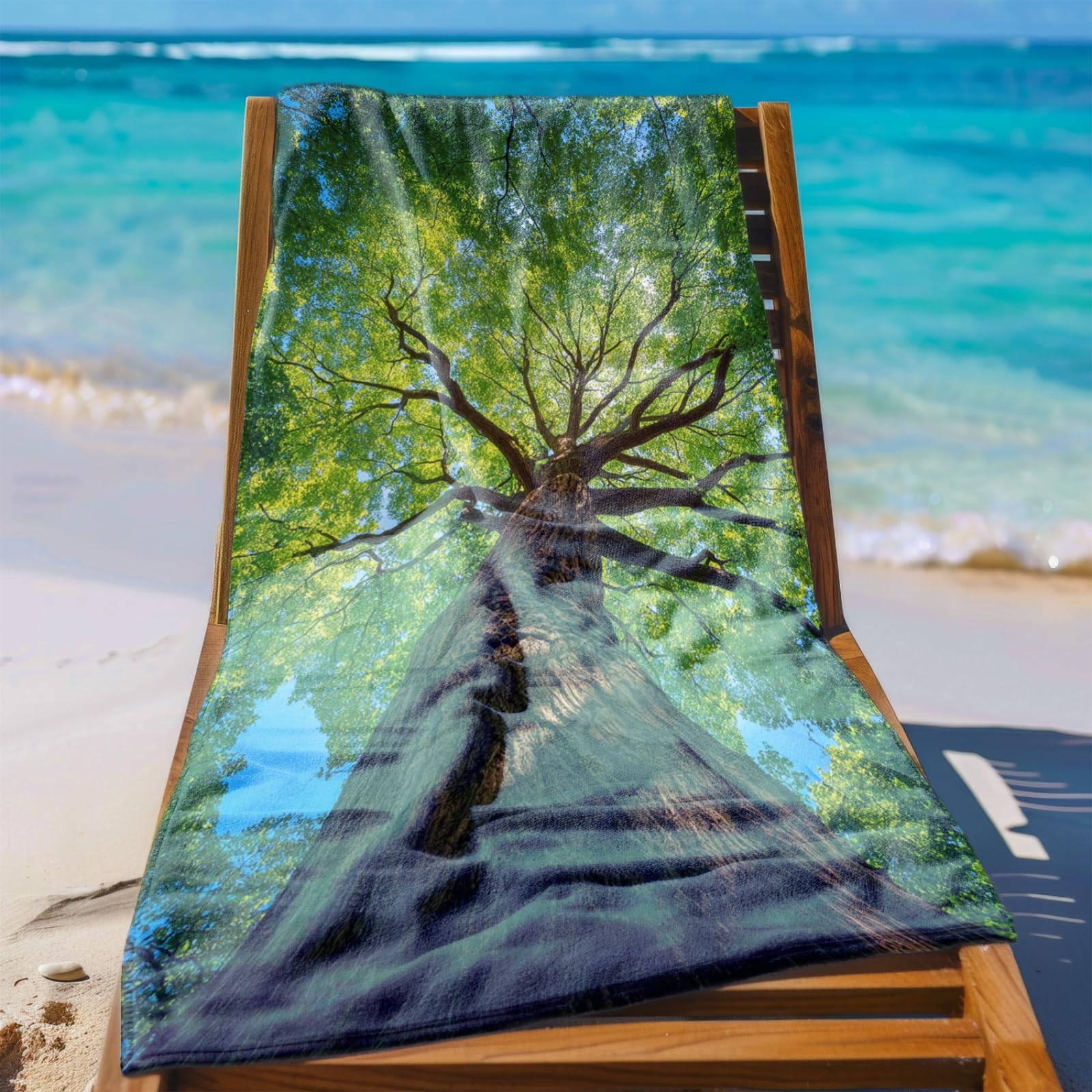 Générique Serviette Microfibre Plage Feuilles Vertes