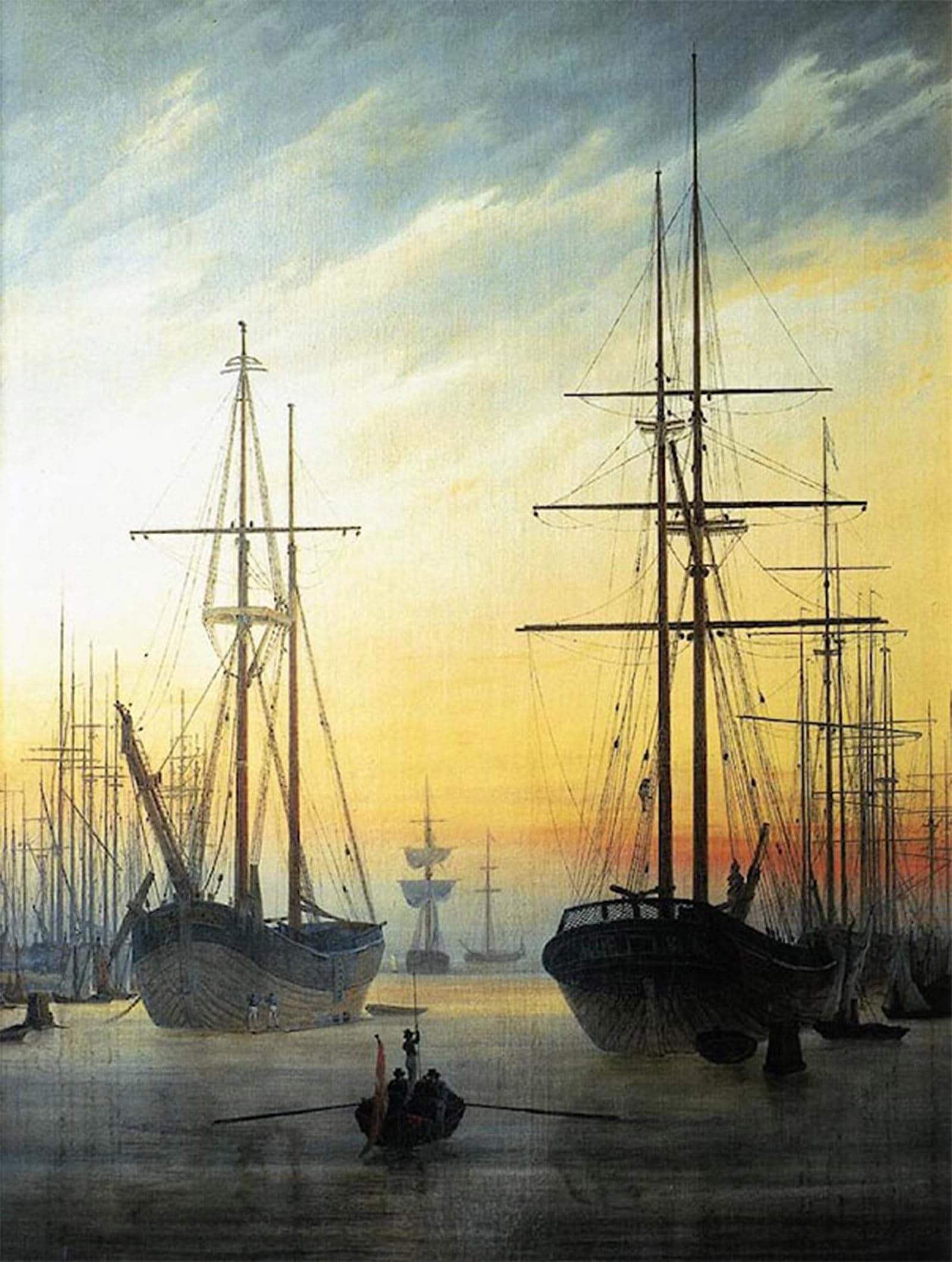 Serendipitp No Frame Vintage Picture Print On Canvas Wall Art Poster View Of A Harbour By Caspar David Friedrich Artwork Print Poster For Wall Decor 60X90cm