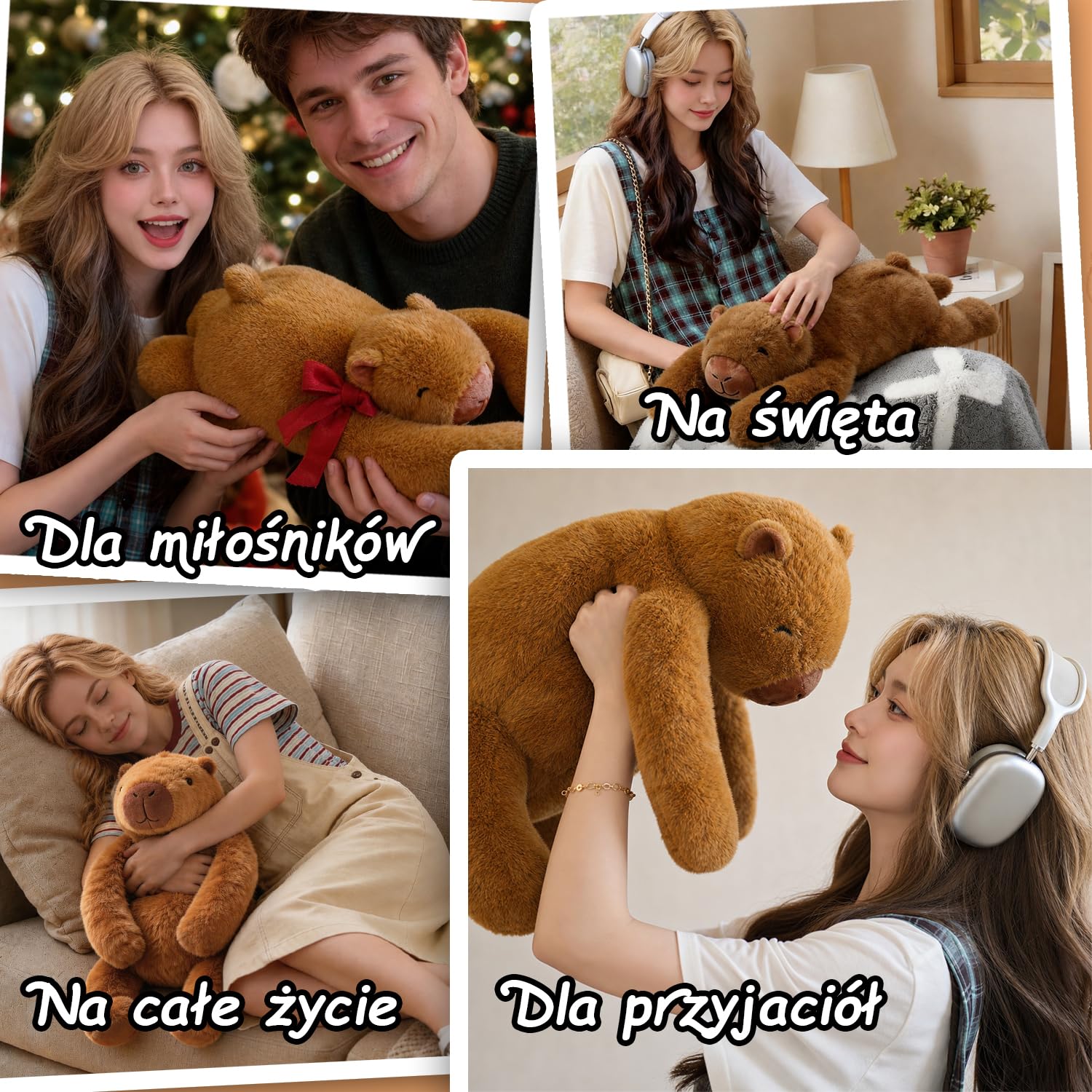 Ważona Maskotka Kapibara, 58 cm, Lawenda, Podgrzewana w Mikrofali, dla Dzieci i Dorosłych (2-Brązowa Kapibara)