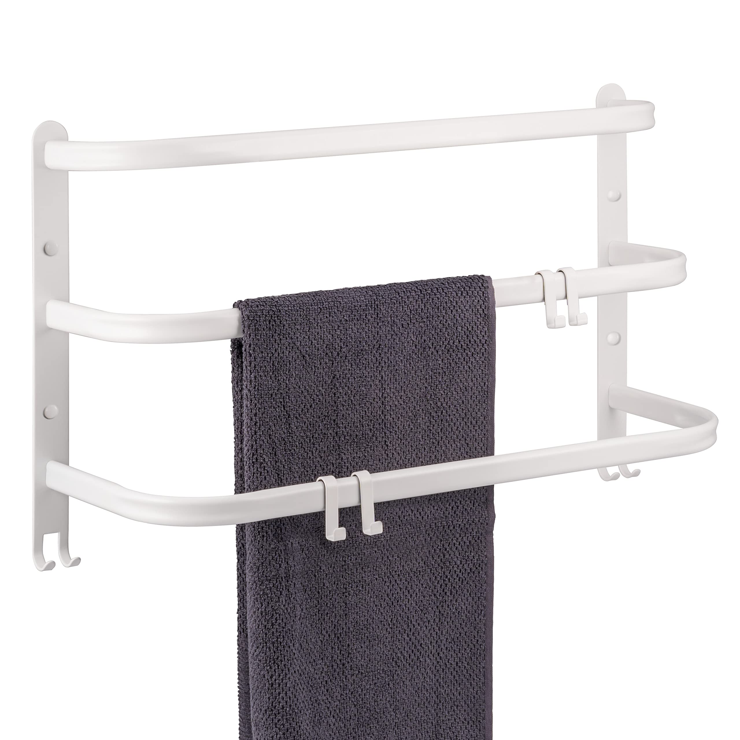 Bremermann White Wall Mounted Towel Rail, 3 Tier Shelves, Wall Mounted Towel Rail (White)