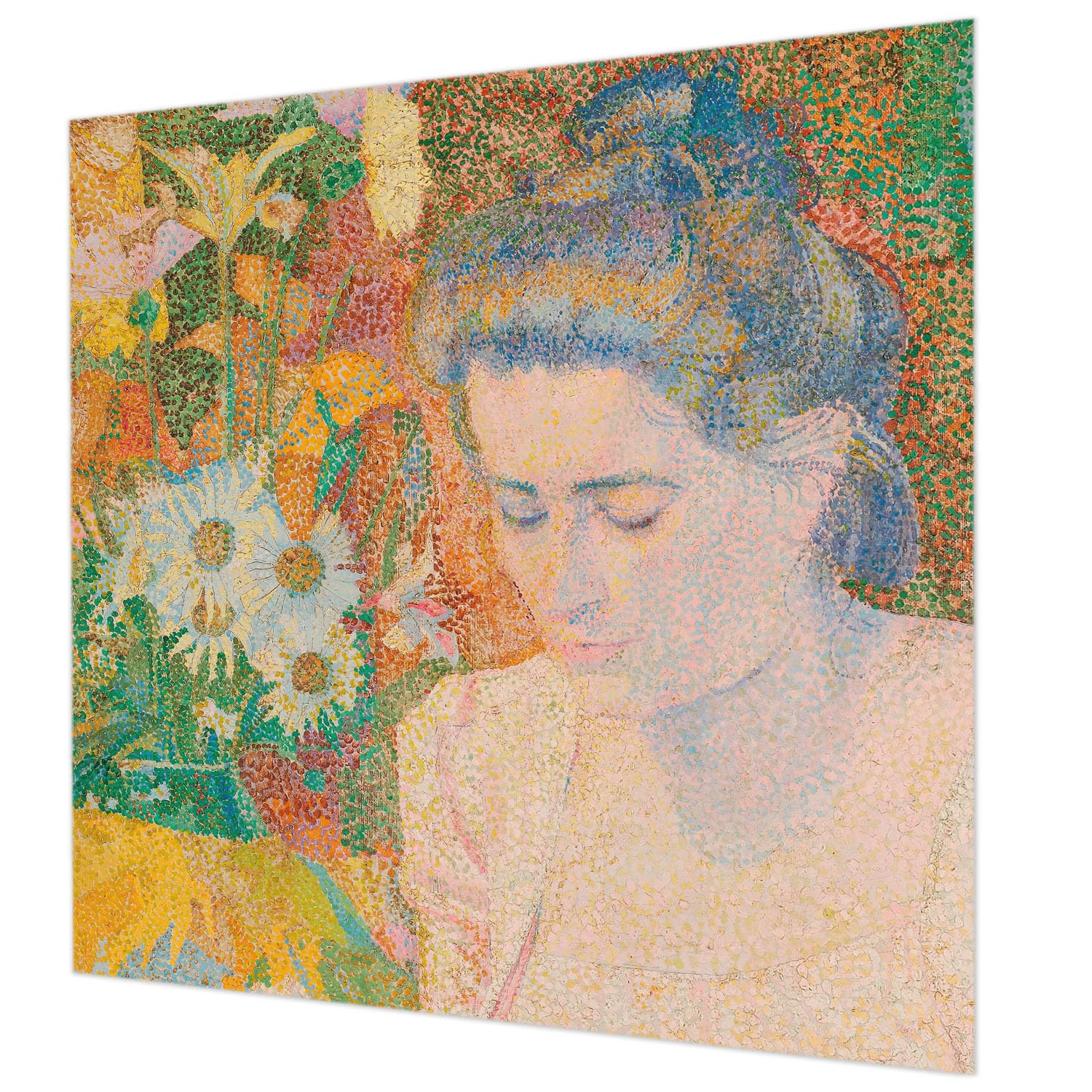 Tapisserie intissée pour chambre et salon décor portrait floral 250x250