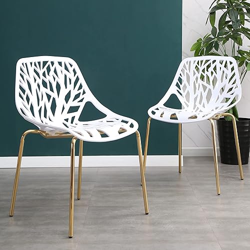 Miniatura 7 de Juego de 4 sillas de comedor modernas amarillas, sillas de estilo arbolado de abedul para comedor, hoteles, restaurantes, interiores y exteriores,