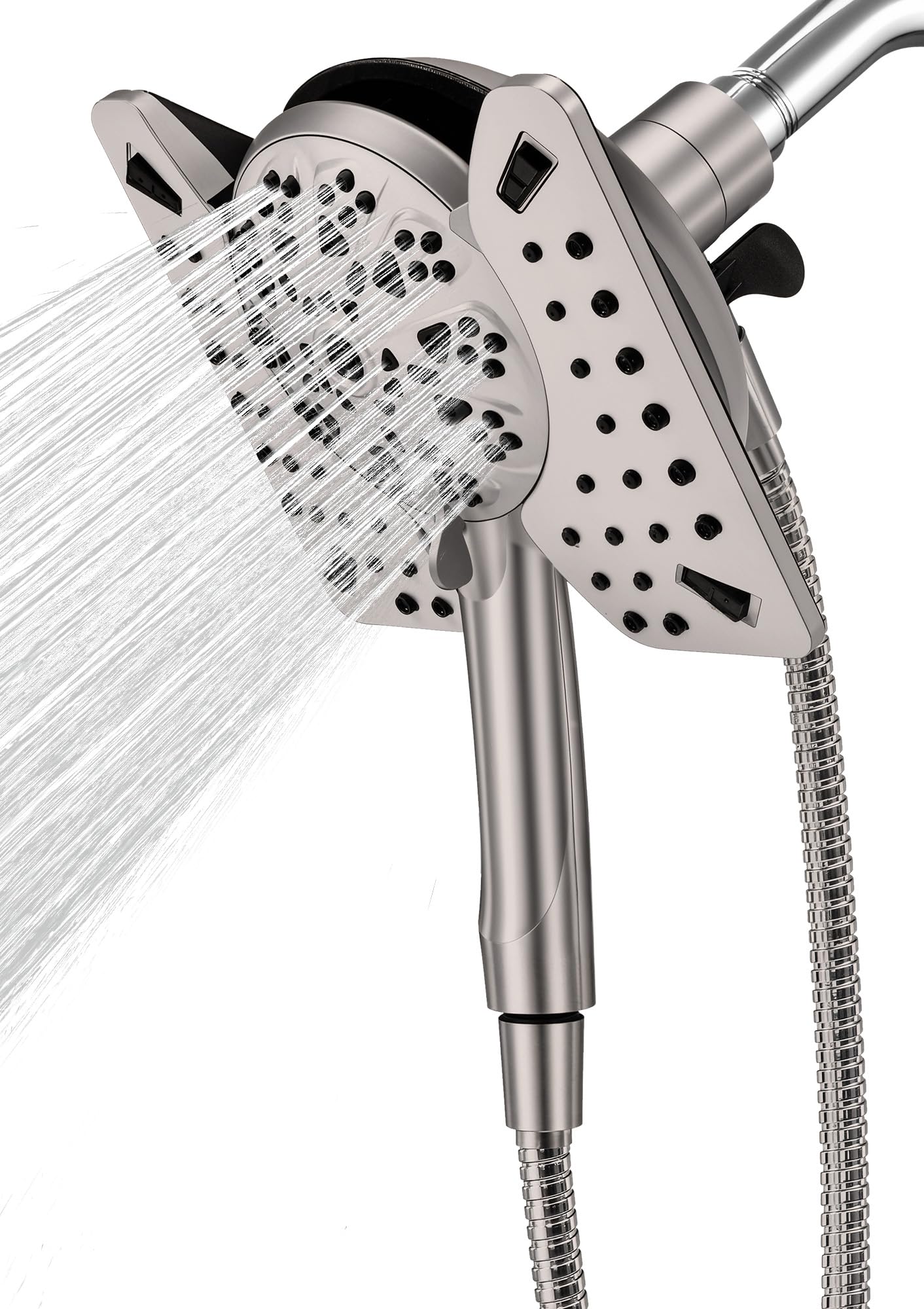 Photo 1 of Shower Head with Handheld High Pressure, Rain Shower Head with Fixed Showerhead and 9 Sprays Handheld Shower, Detachable 2-IN-1 Shower head with 59" Rotatable Stainless Steel Hose (Brushed Nickel)