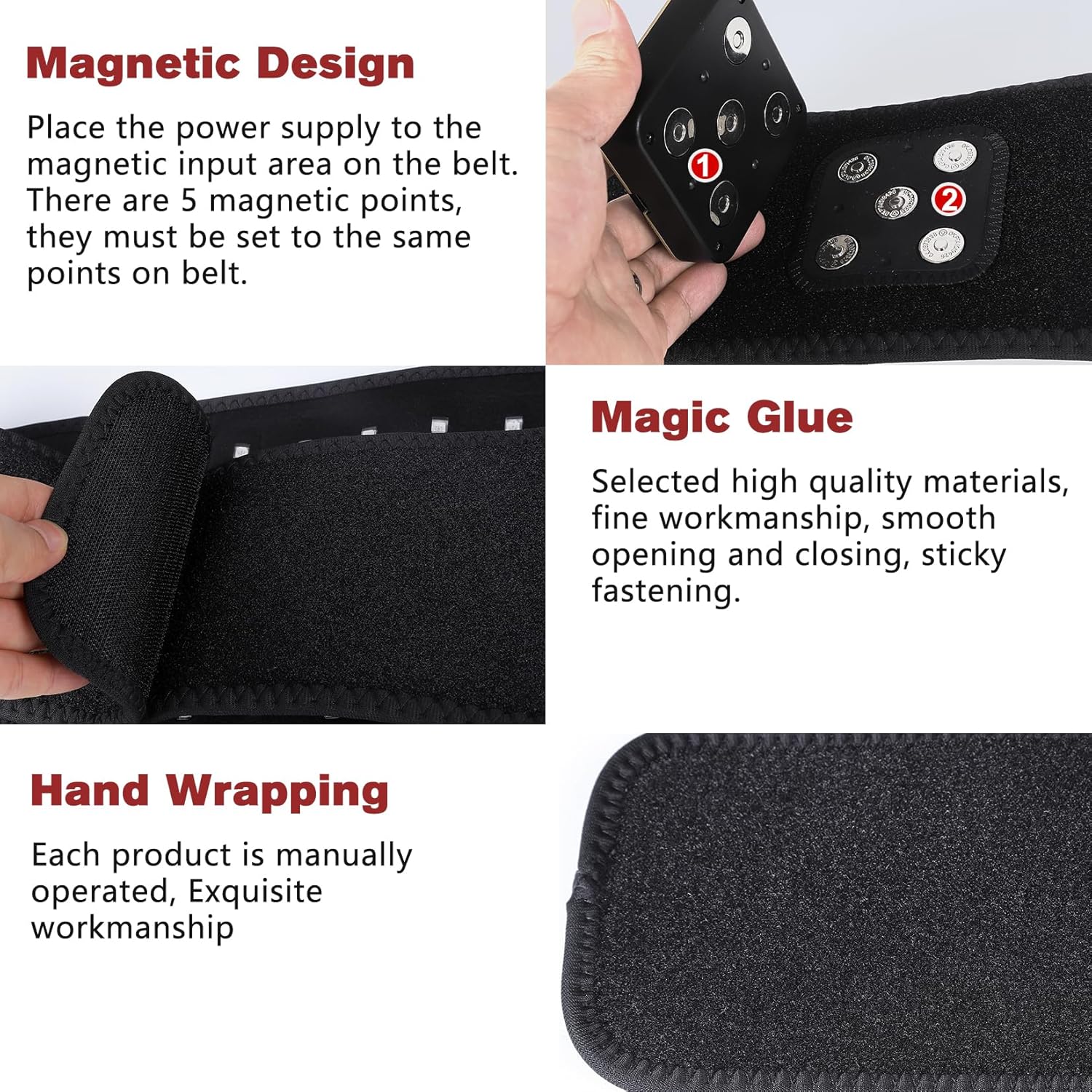 Cordless Red Light Therapy Belt for Back Pain Relief - 4000mAh Magnetic Power Bank, 660nm & 850nm Near Infrared Light Therapy Wrap, Portable Device for Waist, Shoulder, Joint Muscle Relaxation - Image 4