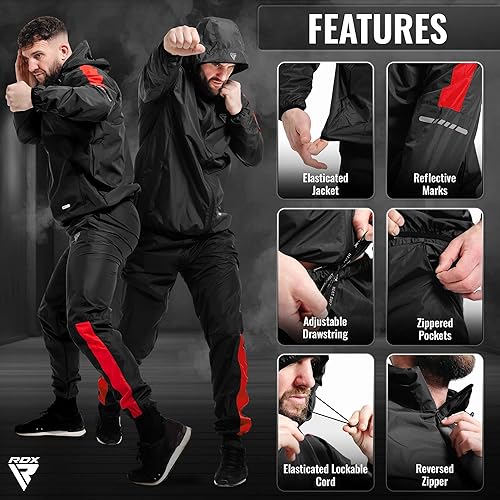 Miniatura 3 de RDX Sauna Suit, REACH OEKO TEX 100 CERTIFIED, Full Body Sweat Heat Suit with Hood, Workout, Trouser Men Women