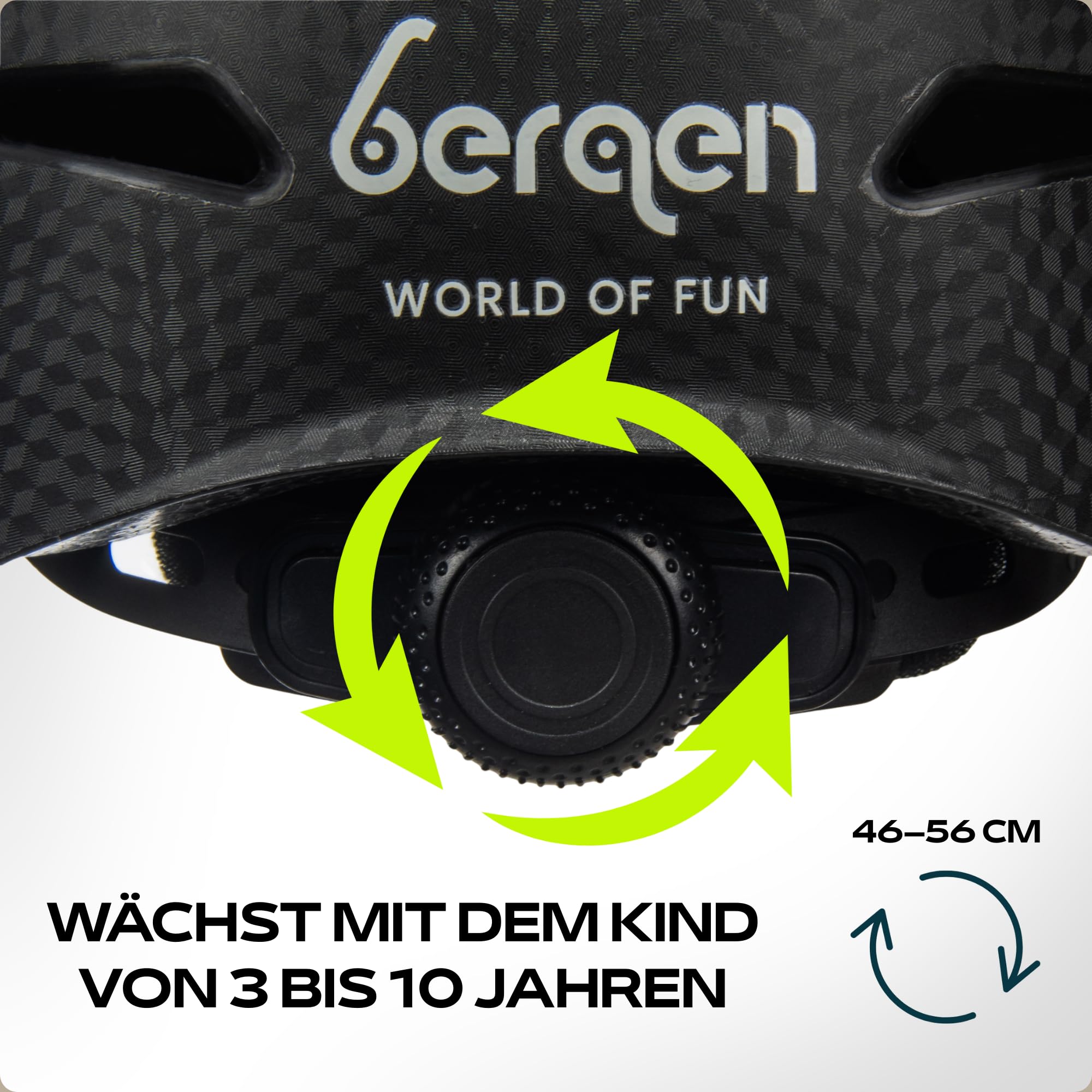 Bergen Dziecięcy kask rowerowy Scout 46-56 cm, lekki kask dziecięcy z regulacją rozmiaru, dobra wentylacja, bezpieczny i wygodny, na rower, skuter, skate, kask dla chłopców i dziewczynek