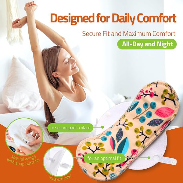 Protèges Slip Lavables Réutilisables en Coton Bio pour Pertes Blanches (M, x7); FABRIQUÉS en UE, Lavables à Haute T°, 100% Respirants, Protection Féminine SEULEMENT pour Usage Quotidien (Sans PUL) - 3