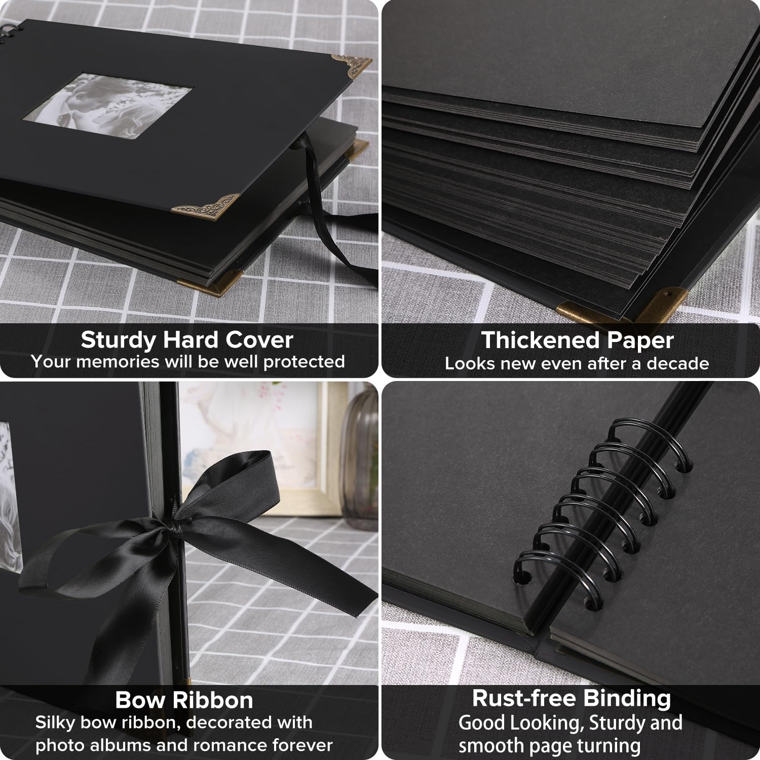 Album Fotografico Personalizzabile 29,5 X 21Cm Album Foto 80 Pagine Nero Album Fotografico Fai Da Te Con 6 Penne Metalliche, Per 160 Immagini, Libro Degli Ospiti Per Compleanni e Matrimoni (Nero)
