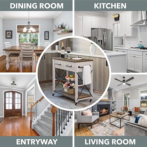 Miniatura 8 de FirsTime & Co. Carrito de cocina blanco Aurora Farmhouse hecho en Estados Unidos, blanco envejecido, 31.5 x 16 x 31.5 pulgadas,