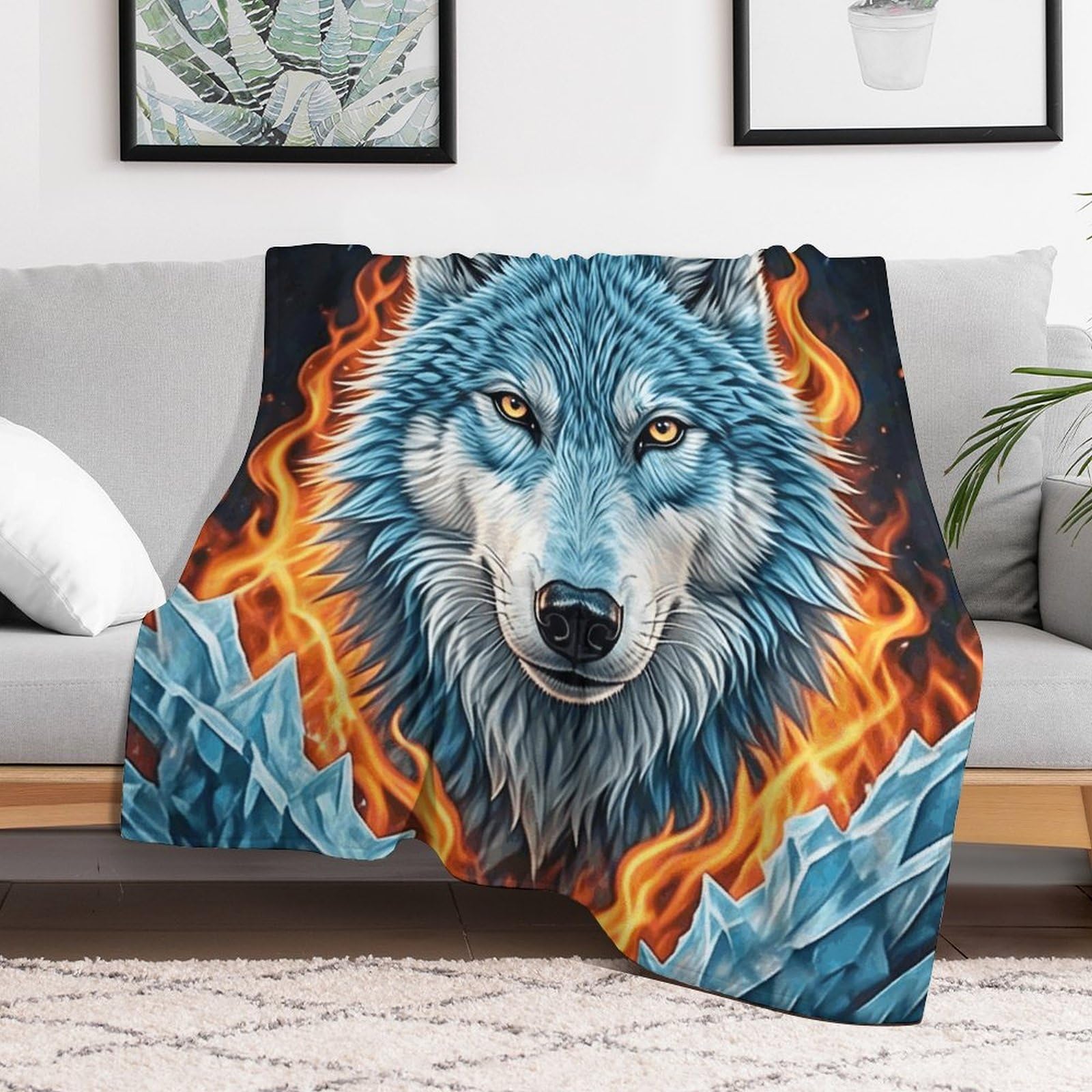 Custom Wolf Blanket Lightweight Flannel Fleece Throw for Couch Sofa Bed Luxury Soft Cozy Plush Lap Bedtime Blanket for All Seasons Bedroom Home Decor Gifts 30x40