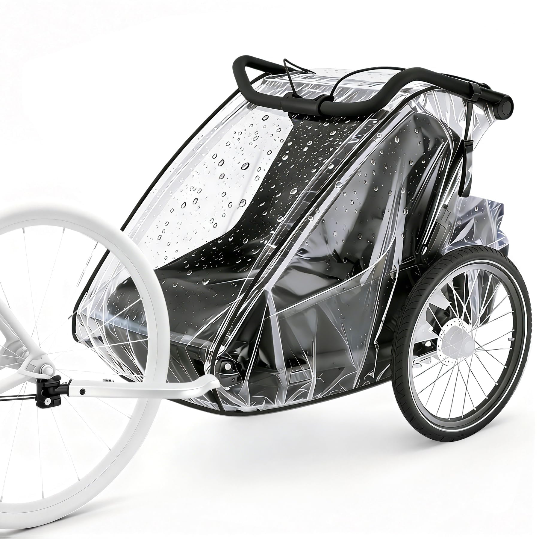 Wildkids Transparenter Regenschutz für Kinder-Fahrradanhänger (Einzelsitz), Schutzhülle aus Eva-Material mit Windabweiser, universell passend für Thule, Kesser, Hauck und weitere gängige Marken
