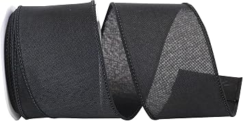 Reliant Ribbon 92573W-031-40F Everyday Linen Value Wired Edge Ribbon, 2-1/2 Inch X 10 Yards, Black