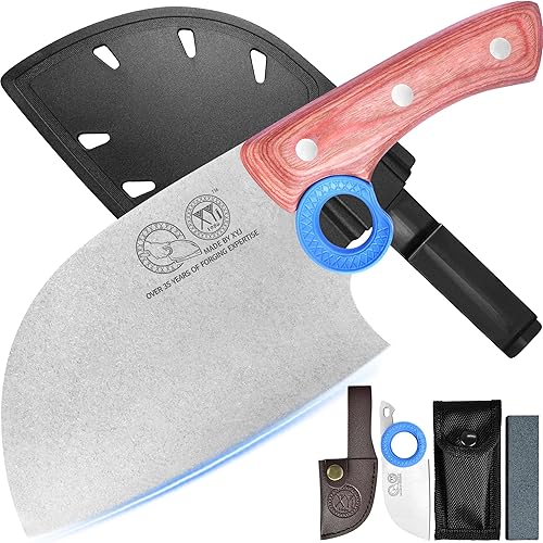 Miniatura 15 de XYJ Auténtico desde 1986, cuchillo de carnicero grande y resistente, cuchillo de chef serbio con estuche, cuchillo de cocina para vegetales del