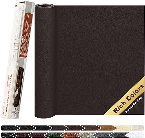 Vista 20 de KING MOUNTAIN Parche de reparación de cuero, cinta de reparación de cuero autoadhesiva de 4 x 63 pulgadas para muebles de cuero dañados, asientos