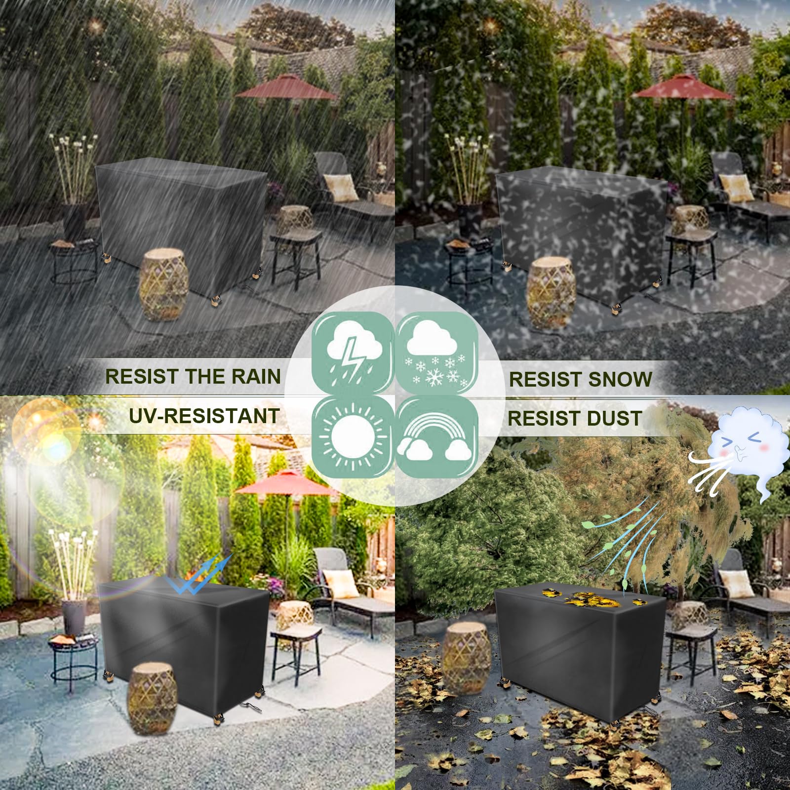 Coperture per Mobili da Giardino 90x60x80cm,420D Oxford Copertura Tavolo Sedie Esterno Impermeabile,Telo Copri Protezione Set Giardino Quadrato,Copertura da Tavolo da Giardino,Nero