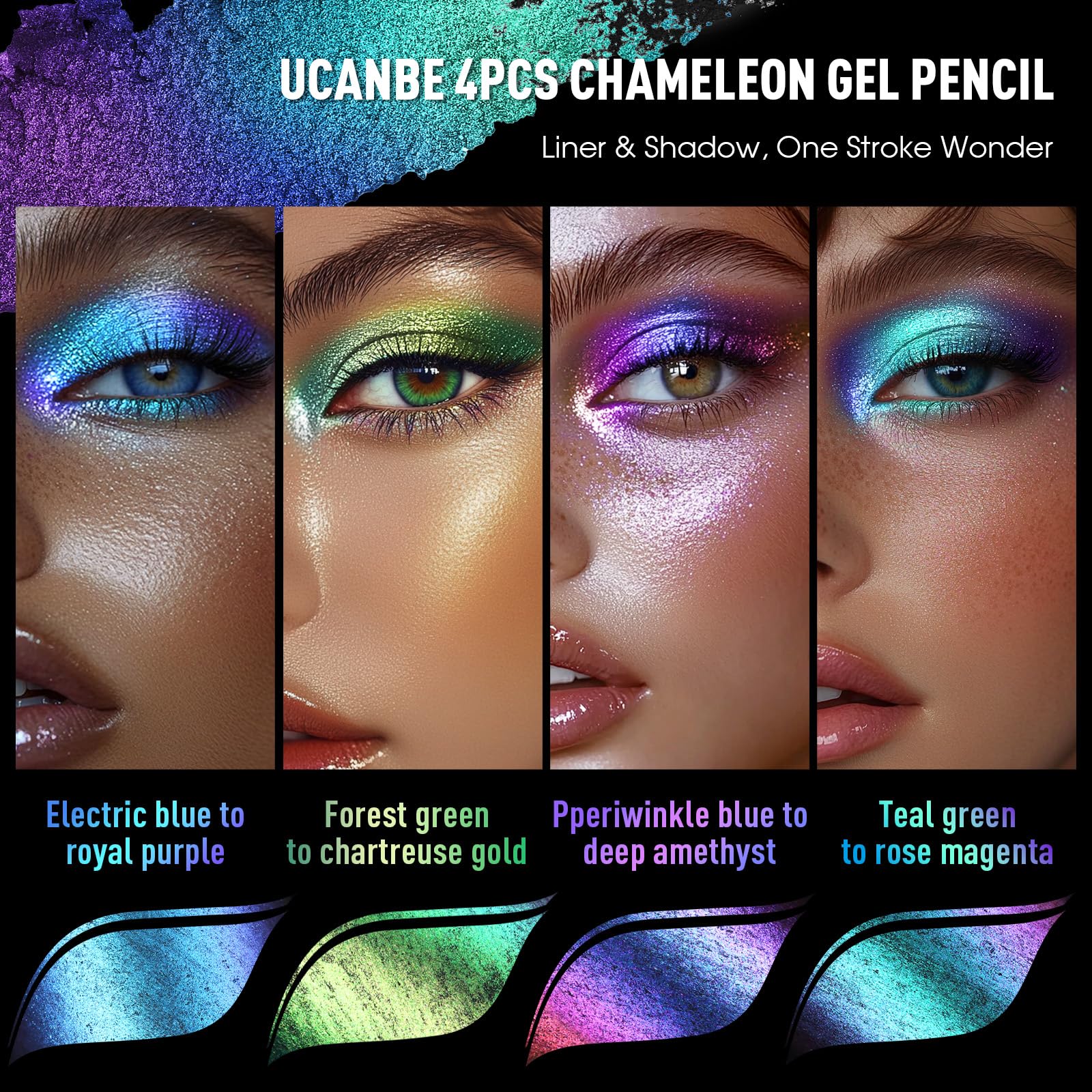 UCANBE 4PCS Chameleon Eyeshadow & Eyliner Gel Pencil Set - Image 2